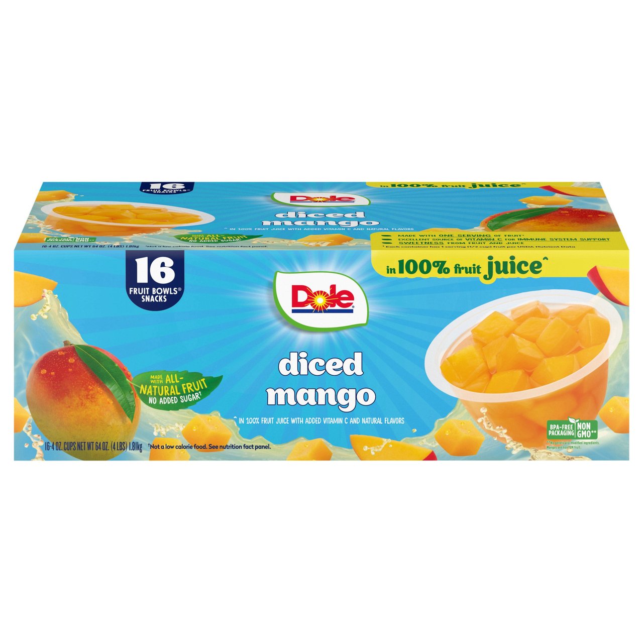 Dole Mango Fruit Bowls 16 Pack 4 Ounces Each - Image 1