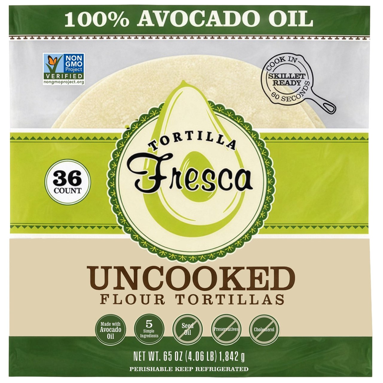 Tortilla Fresca Avocado Oil Uncooked Flour Tortillas, 36 ct - Image 1