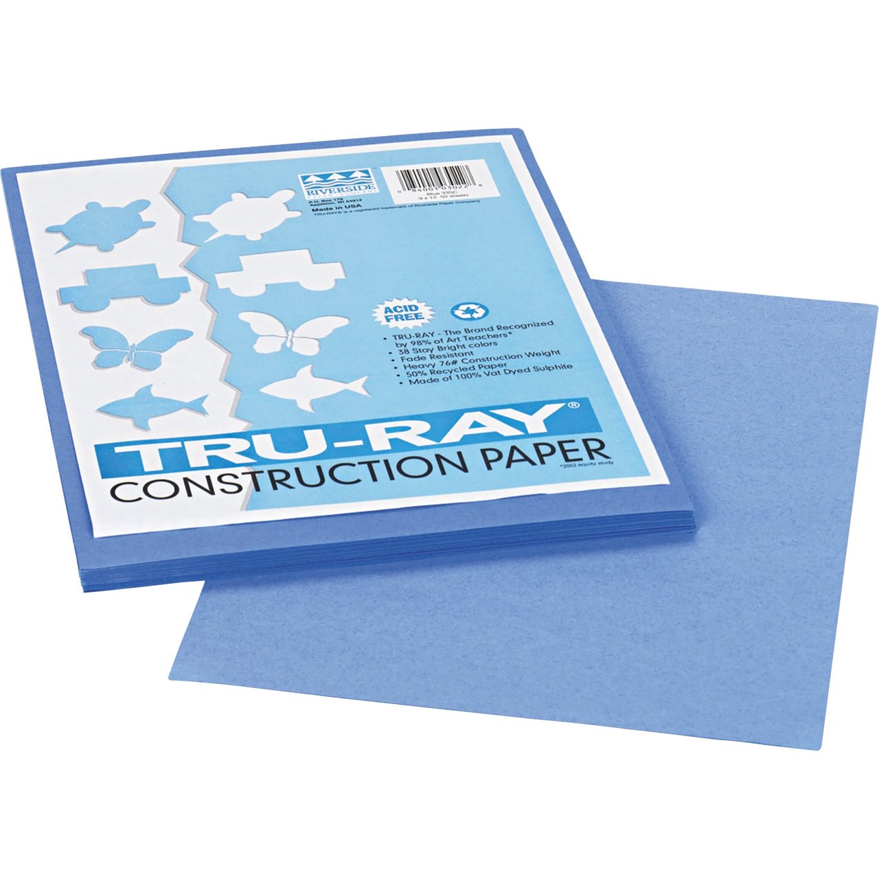 Pacon Tru-Ray 9x12 Construction Paper, 50 Sheets, Blue (PAC103022)