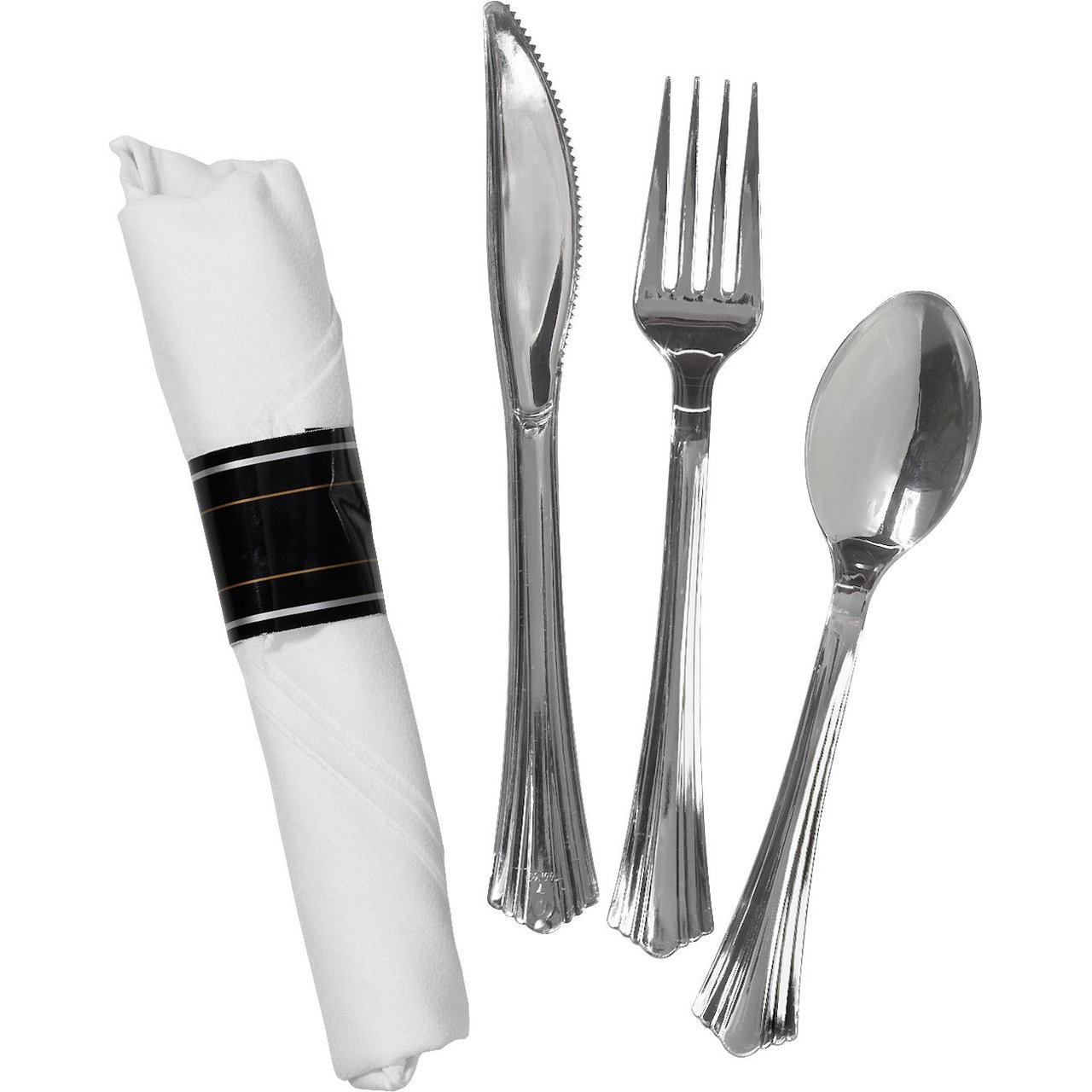 Reflections Plastic Cutlery Kit, Silver, 3-Piece / 30 Count - Image 1