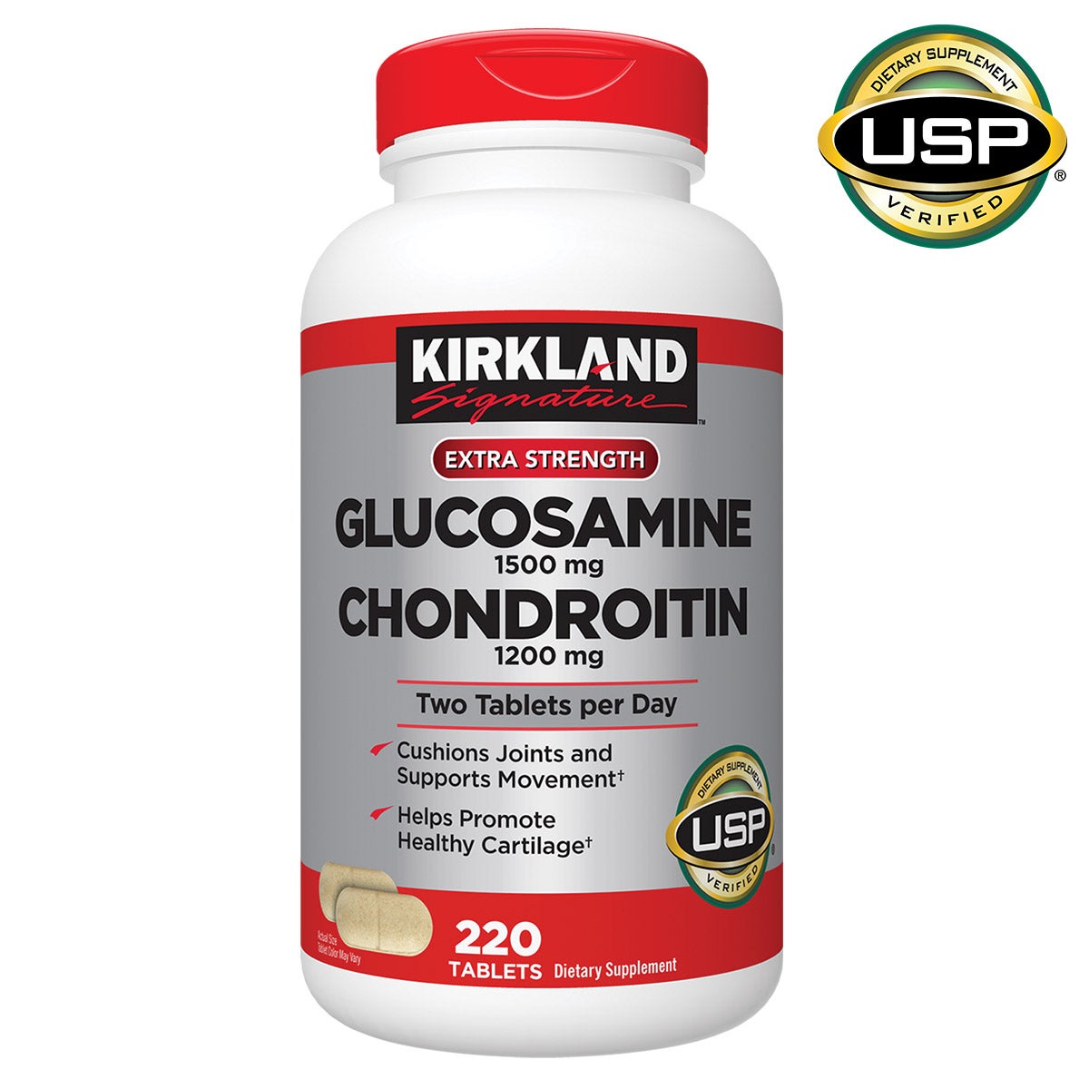 Kirkland Signature Glucosamine 1500 Chondroitin 1200, 220 CT - Image 1