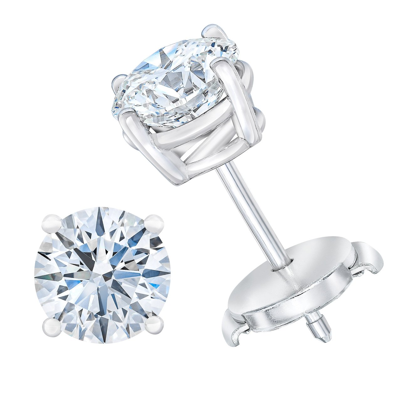 2.02 CTW Round Brilliant Diamond Platinum Stud Earrings, VVS2/VS1 Clarity, G Color - Image 1