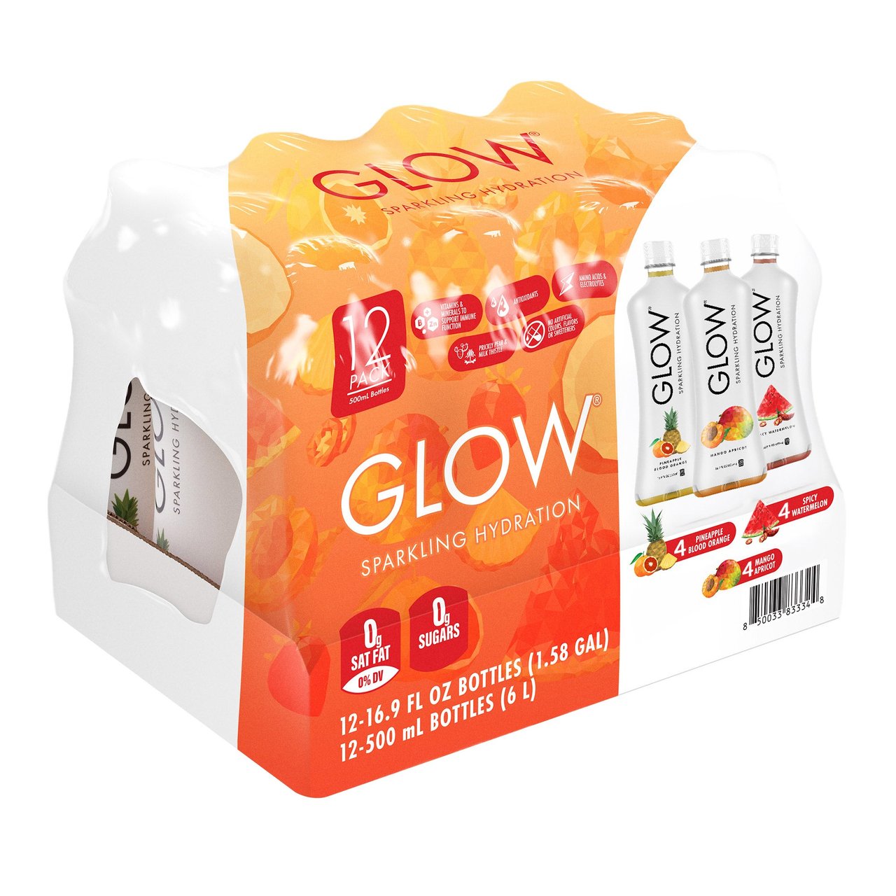 GLOW Beverages Variety Sparkling Hydration, 12-Pack / 16.9 oz - Image 1