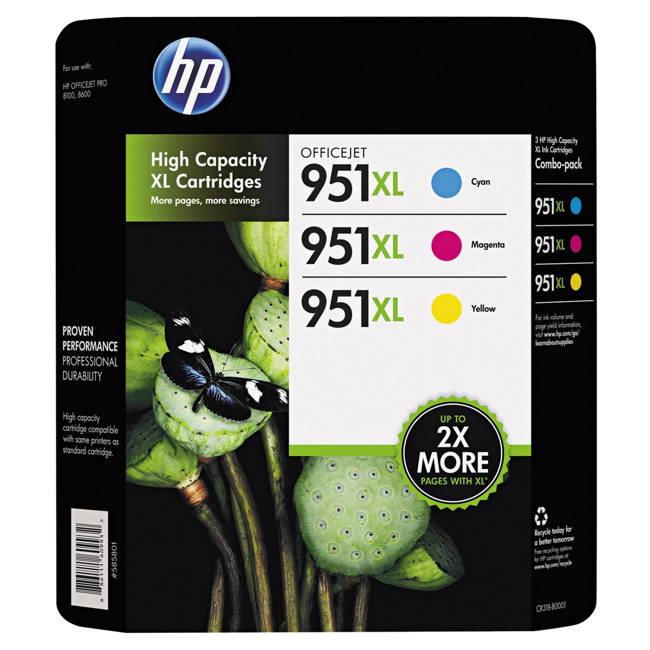 HP 951XL High Capacity Color Ink Cartridges, 3-Pack - Image 1