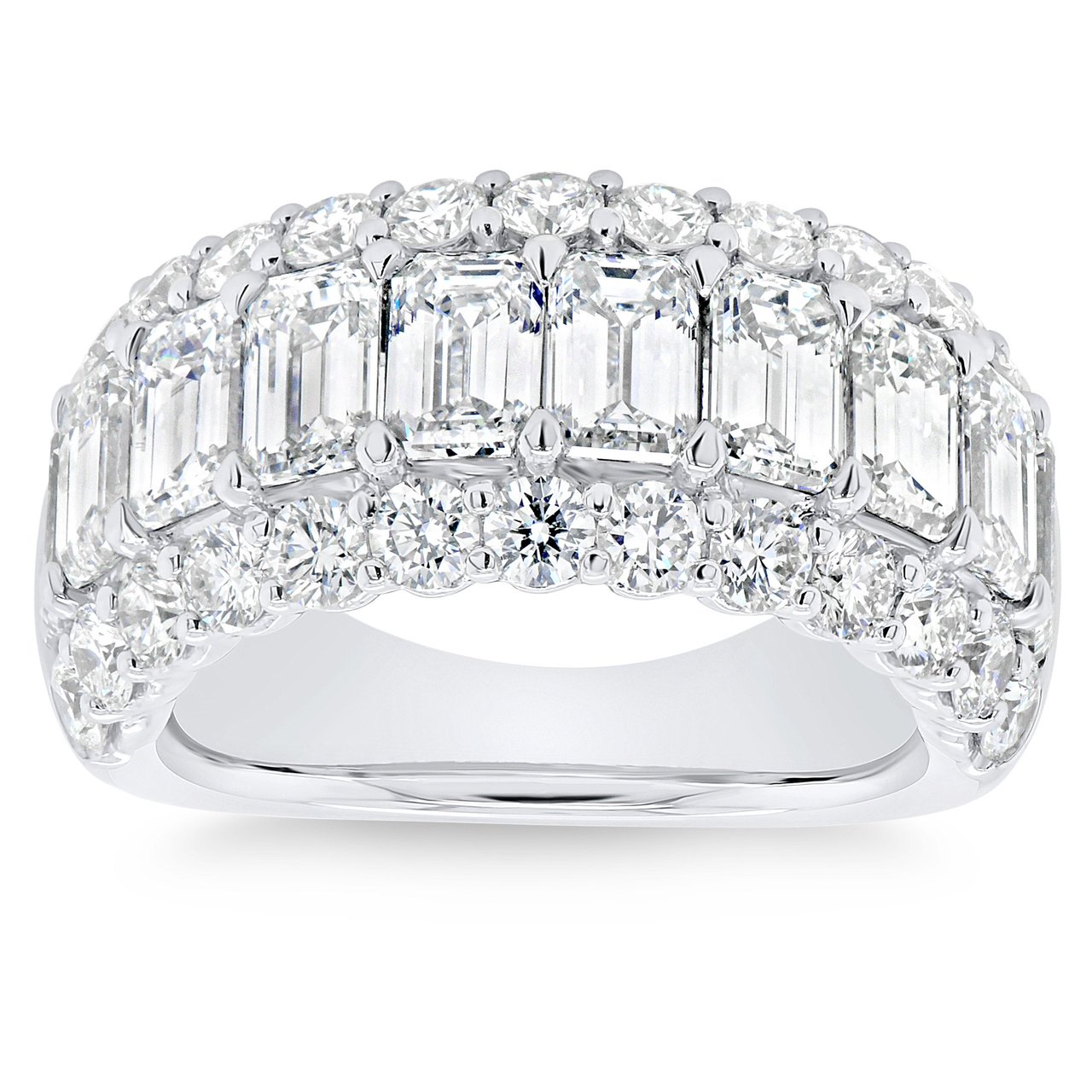 Platinum VS2 H 5.27 CTW Emerald/Round Cut Diamond Ring - Image 1
