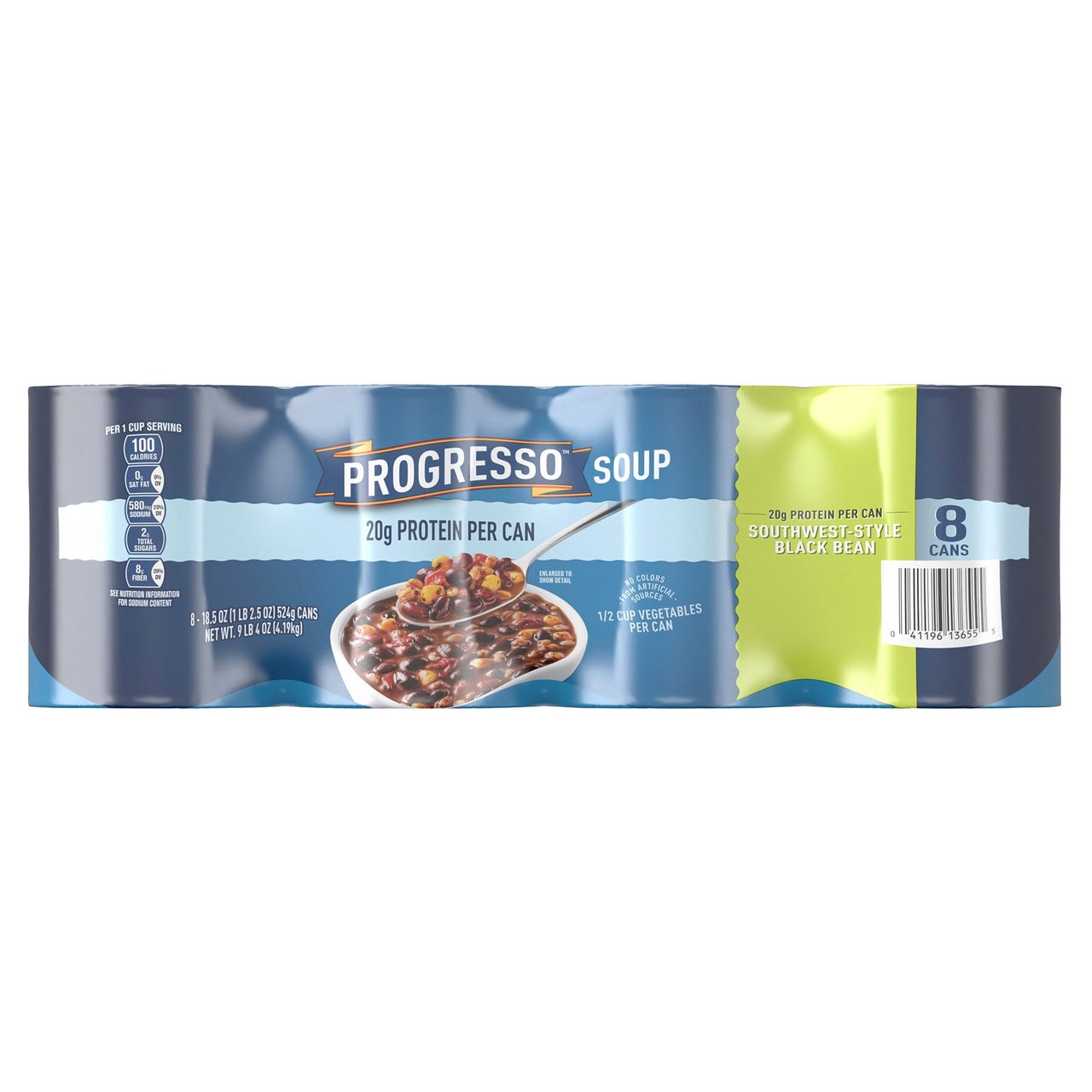 Progresso Protein Southwest Style Black Bean Soup, 8 Pack, 18.5 oz Each - Image 1