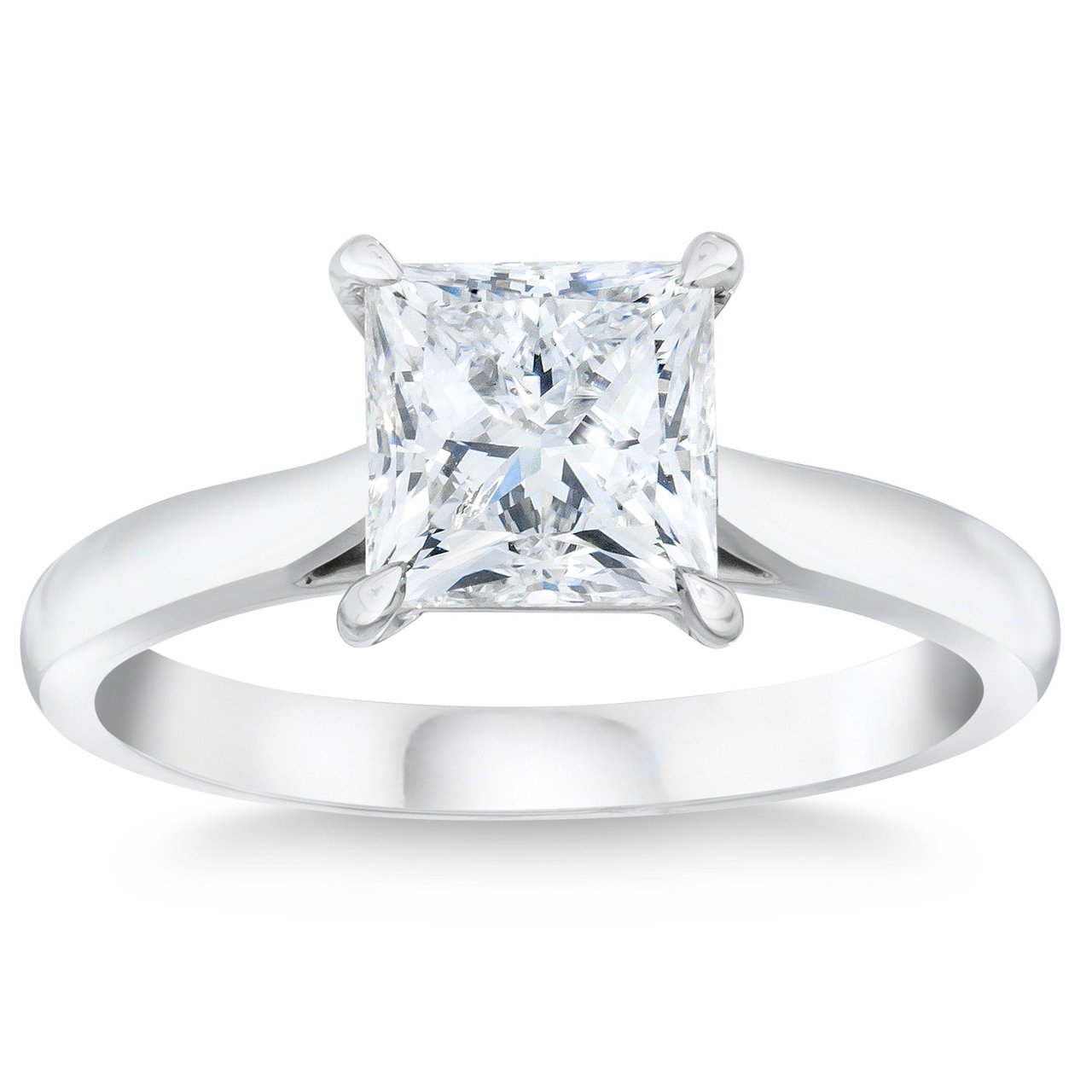 1.01 CT Princess Cut Platinum Solitaire Ring, VS2 Clarity, F Color Diamond - Image 1