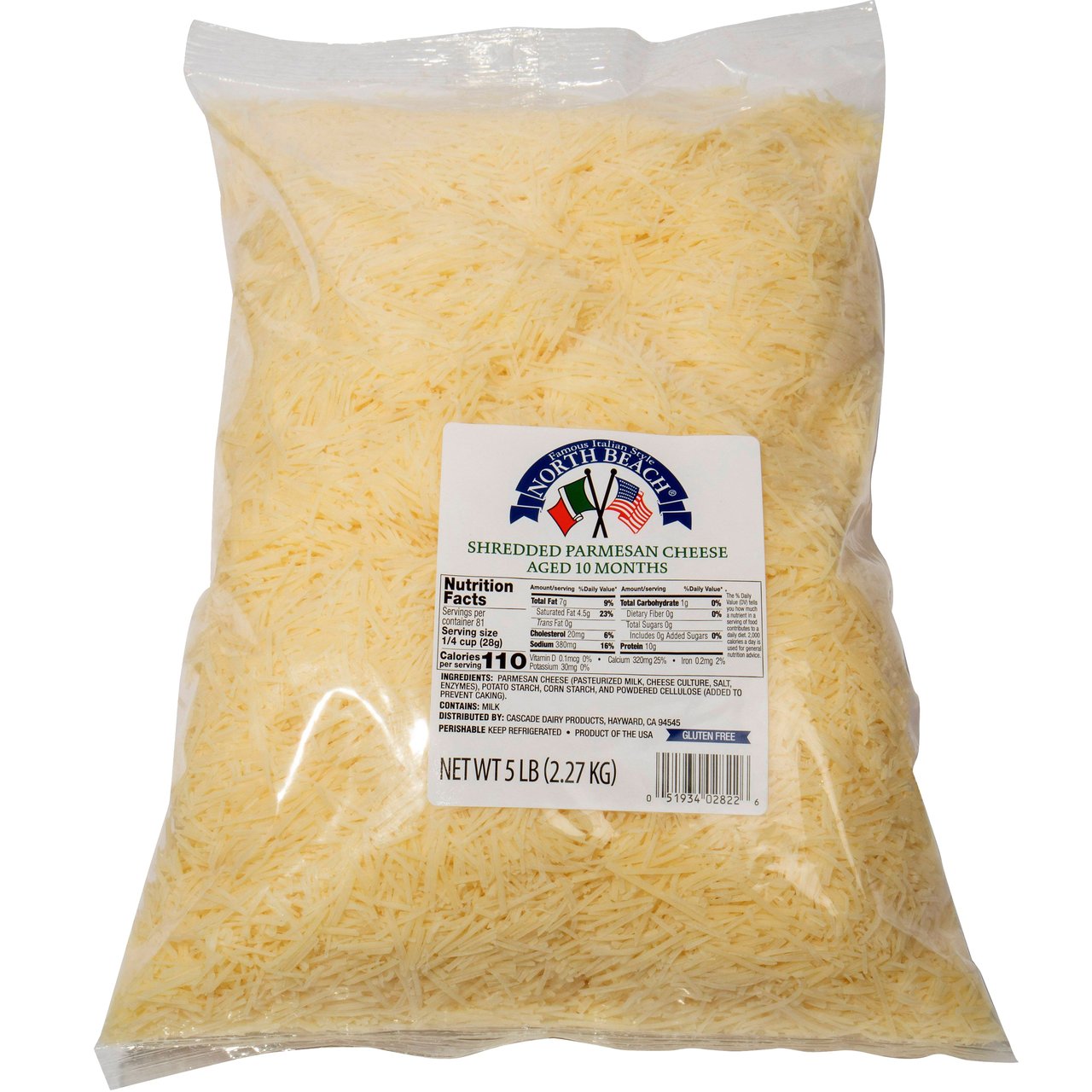 North Beach Aged Shredded Parmesan Cheese, 5 lbs
