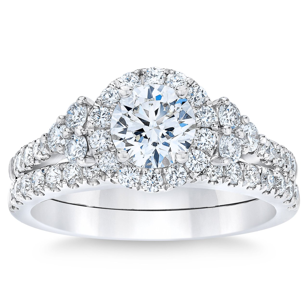 Platinum VS2 I 1.47 CTW Round Diamond Bridal Set 0.70 CTR Size 5