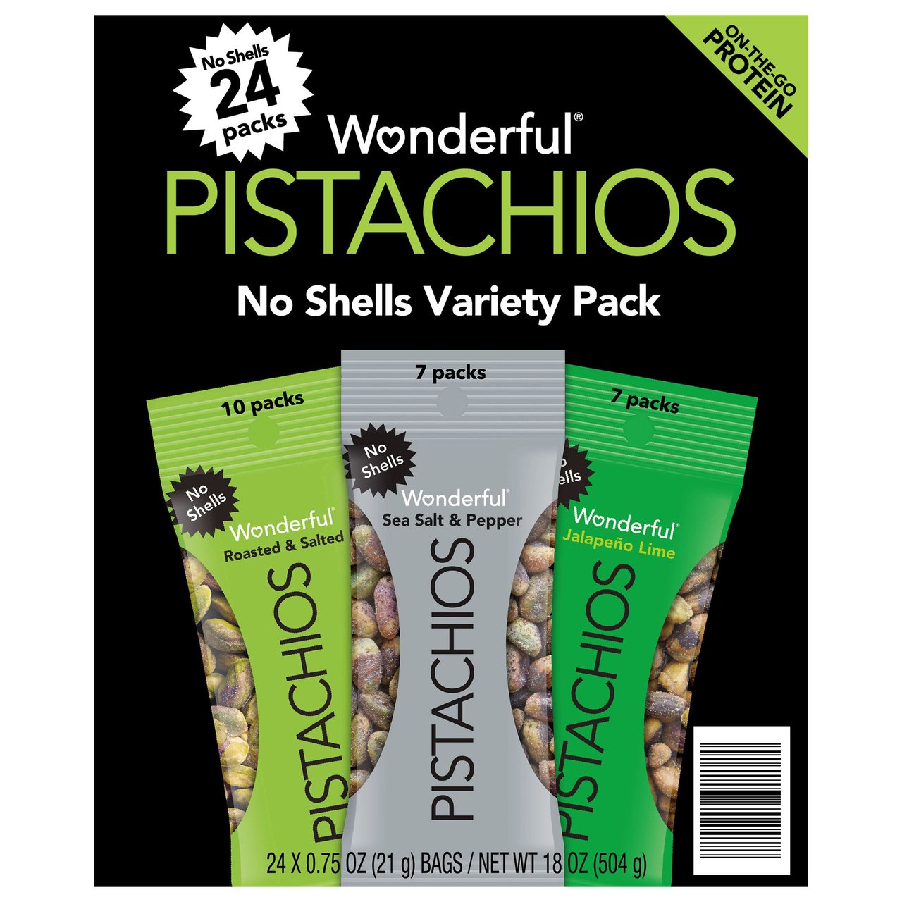 Wonderful Pistachios No Shell Variety Pack, 24 Count (1.125 lbs) - Image 1