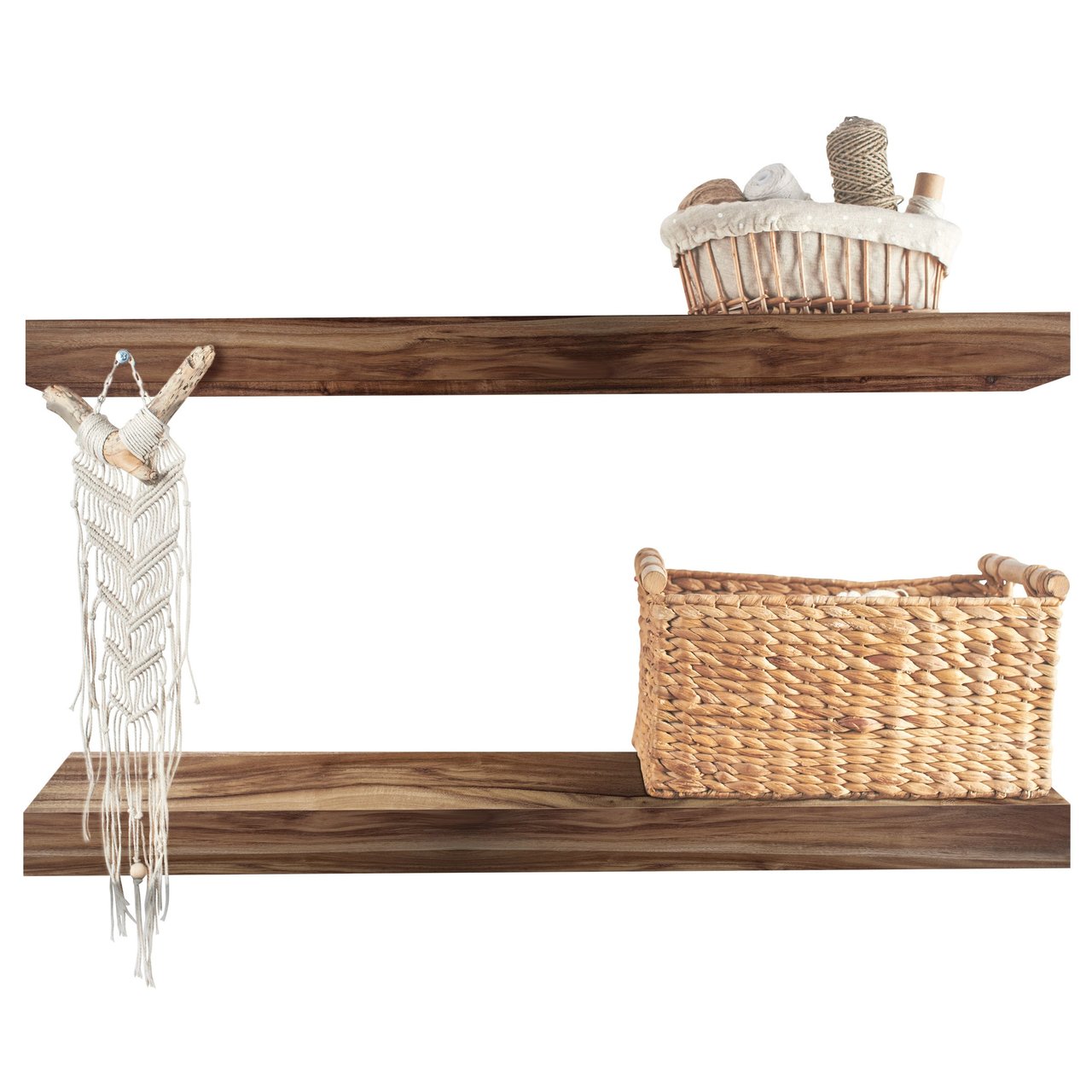 Acacia Floating Wood Shelves 2-Pack - Image 1
