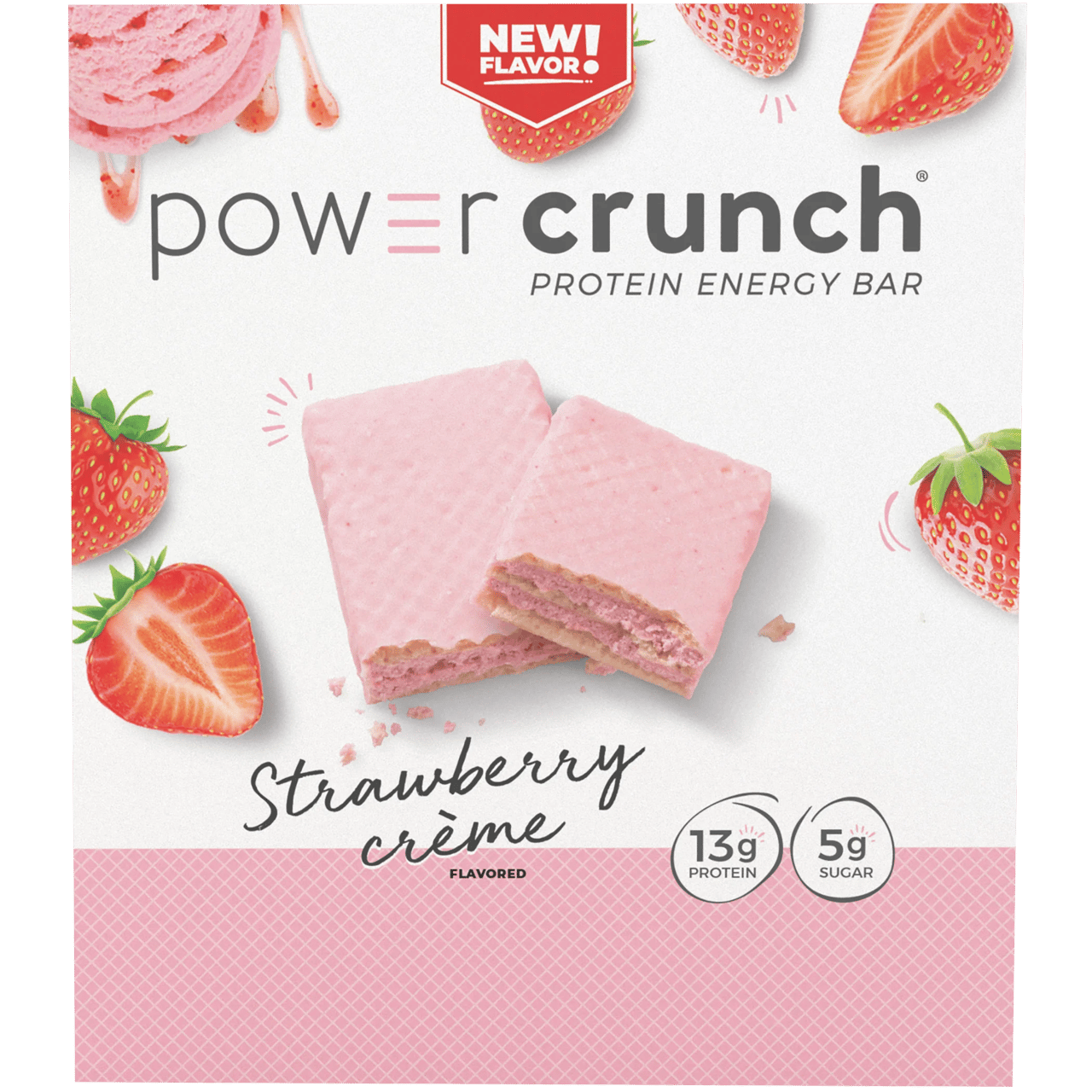 Power Crunch Strawberry Crème Protein Energy Bar, 1.4 oz, 12-Count - Image 1