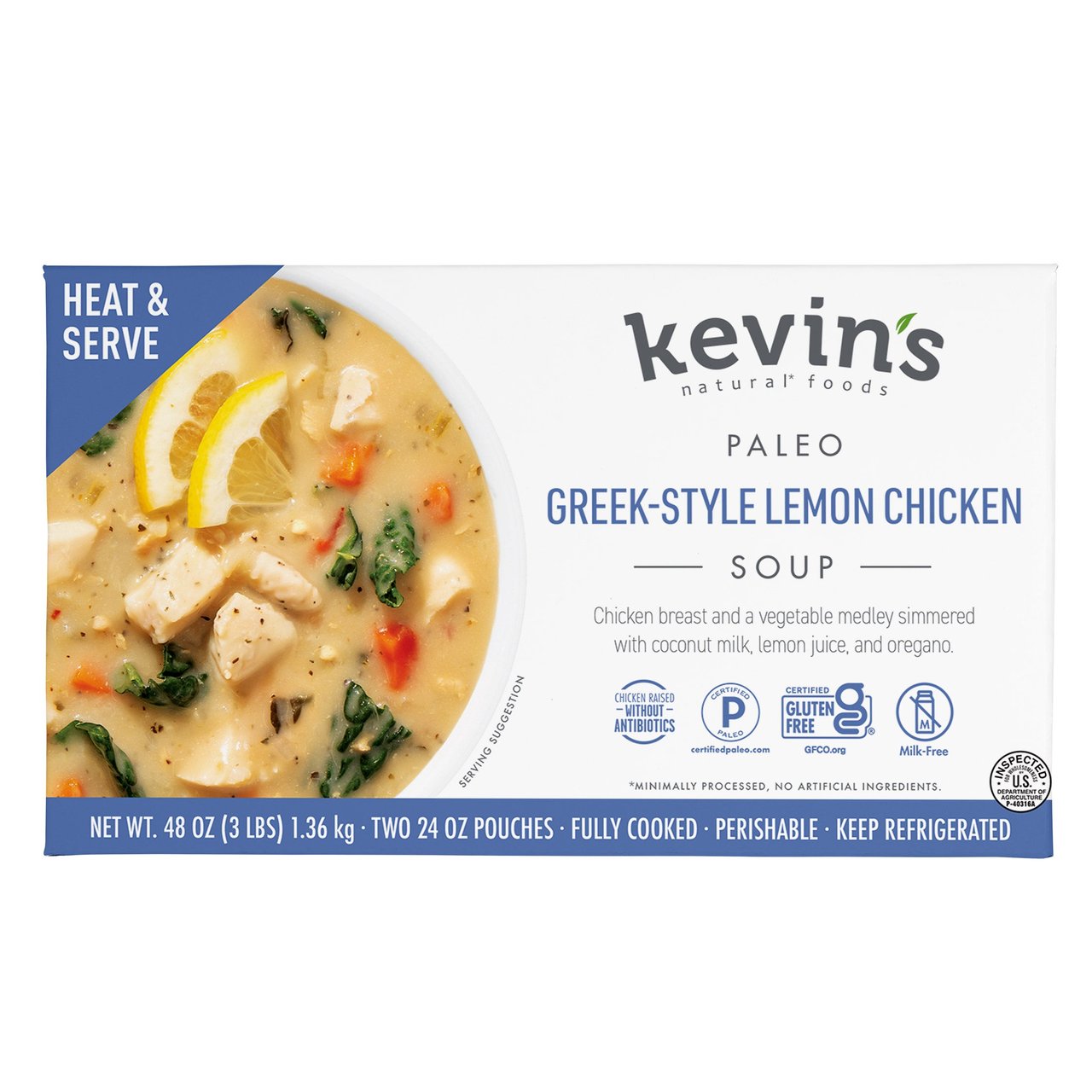 Kevin's Greek Style Lemon Chicken Soup 2/24 oz (3 lbs) - Image 1
