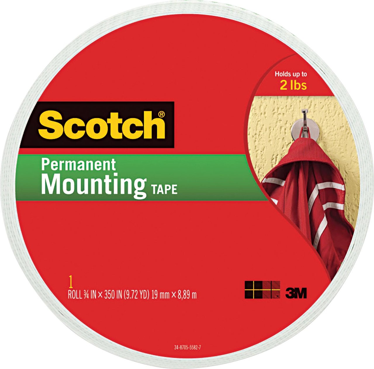 Scotch Foam Mounting Double-Sided Tape, Permanent, 3/4 in x 350 in