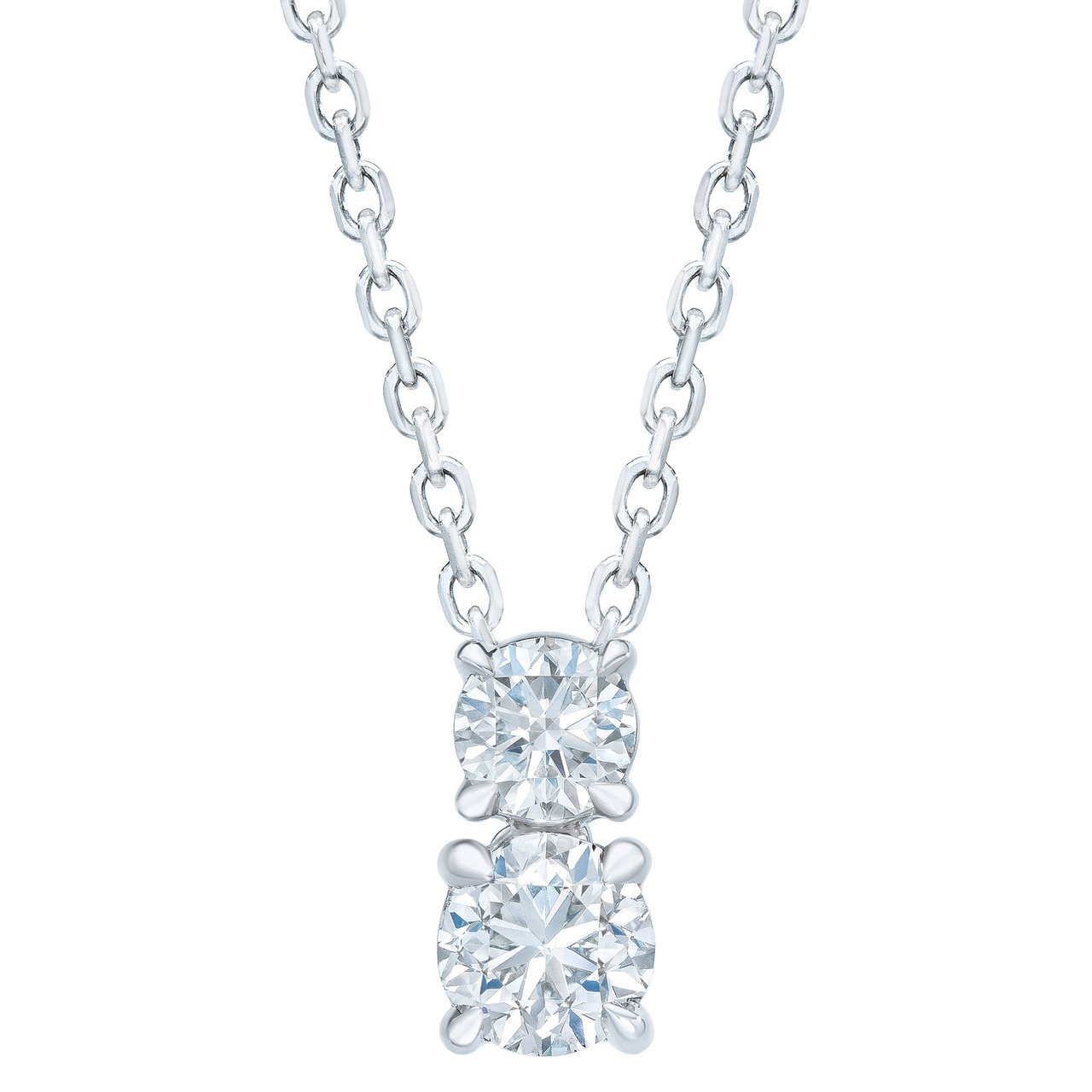 14KT WHITE GOLD VS2 I 0.75CTW ROUND DIAMOND DROP PENDANT - Image 1