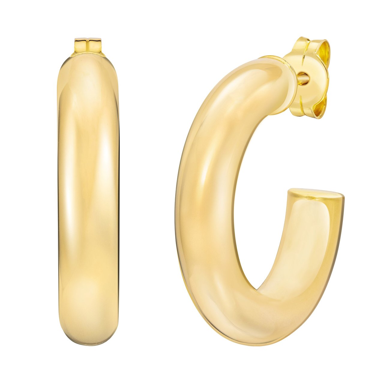 14kt Yellow Gold J Hoop Earrings Made in Italy - Image 1