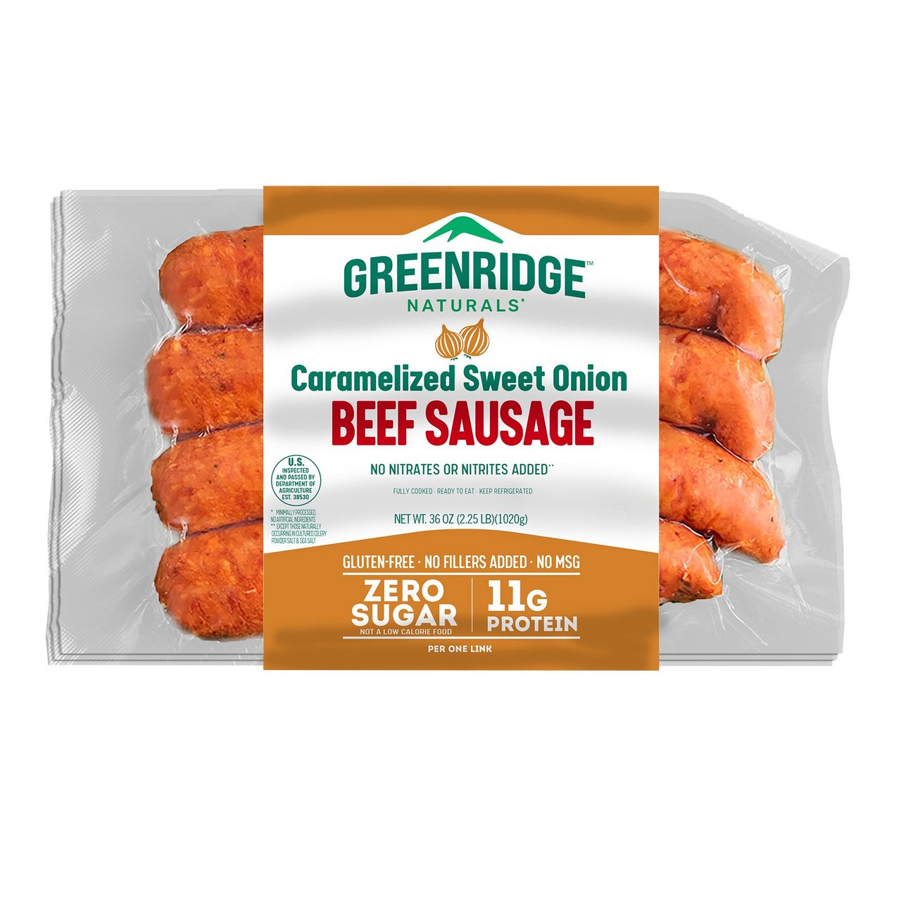 Greenridge Farm Caramelized Onion Beef Sausage, 36 Ounce Package - Image 1