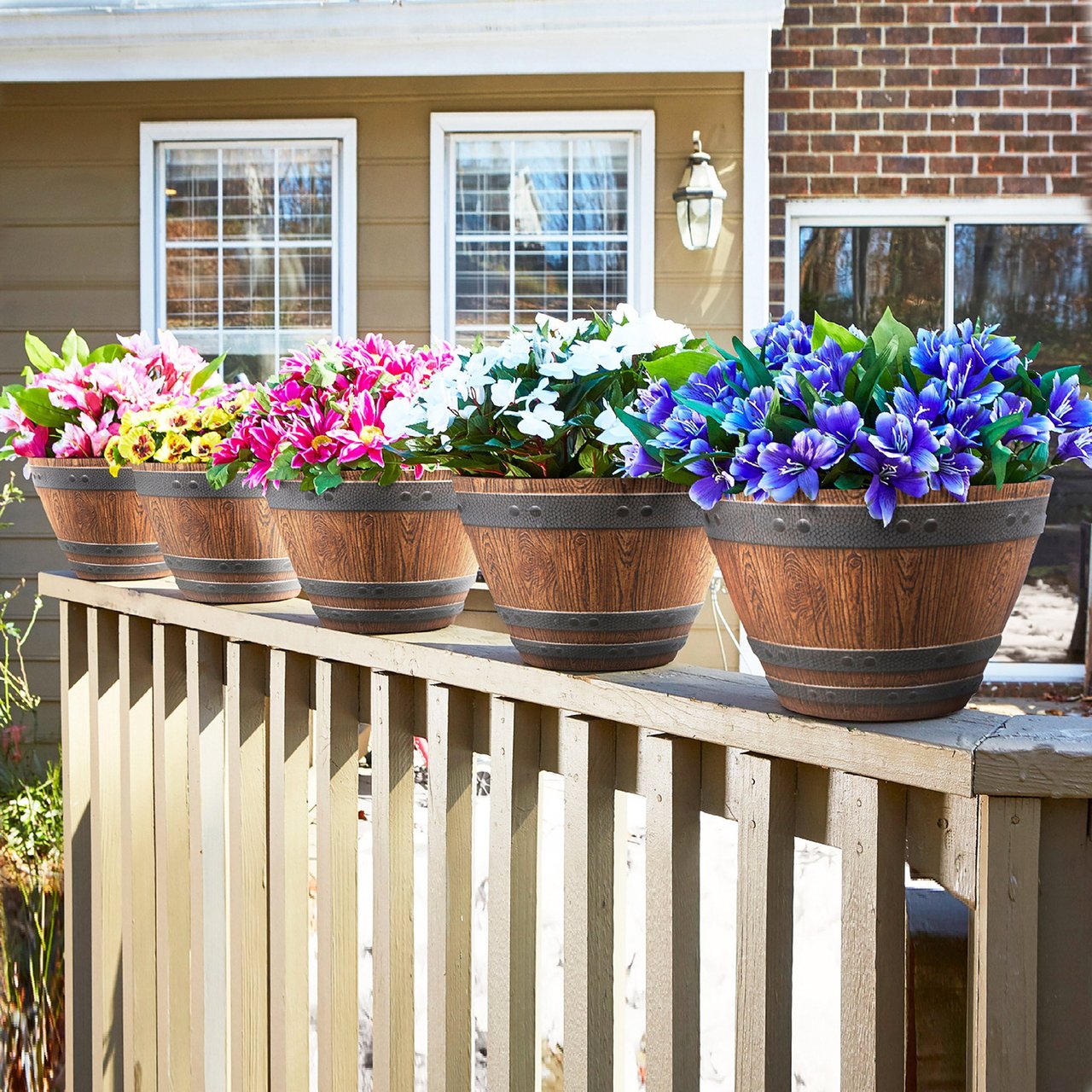 Southern Patio 5-Pack Drake Barrel 13" Resin Planters - Image 1