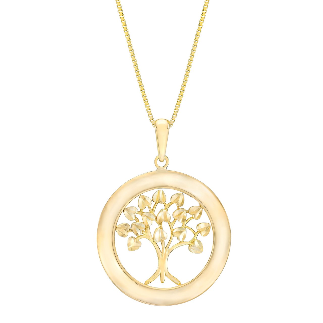 14KT Yellow Gold Tree of Life Pendant 18" - Image 1