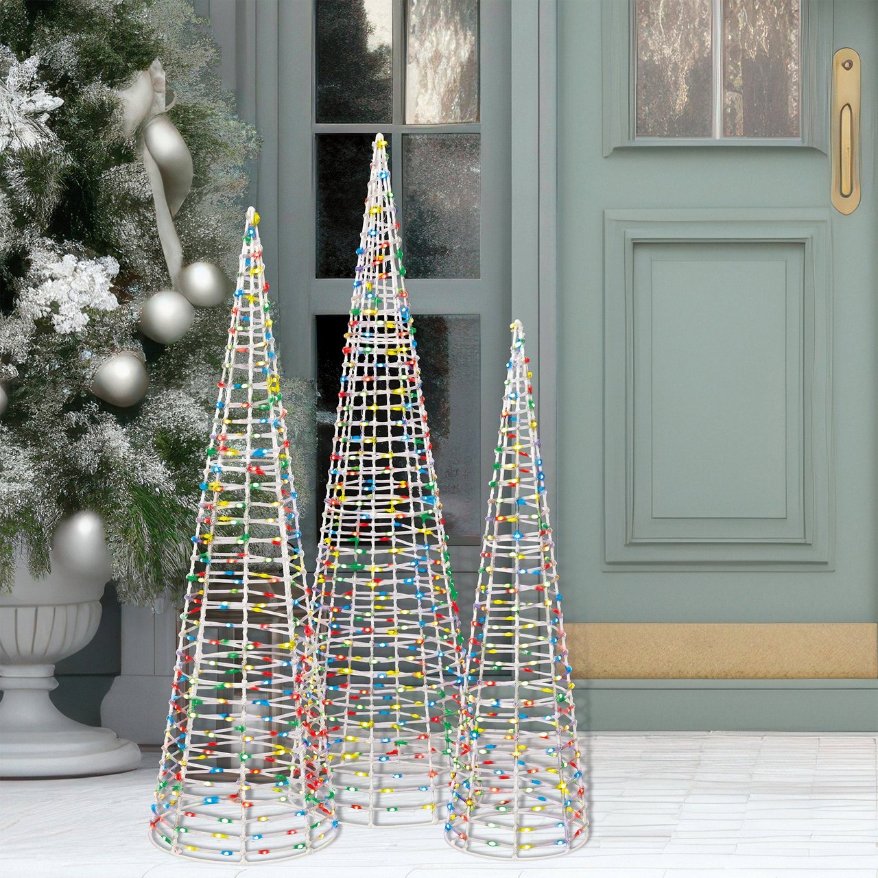 LED CONE TREES WITH MULTI-COLOR SET OF 3 - Image 1