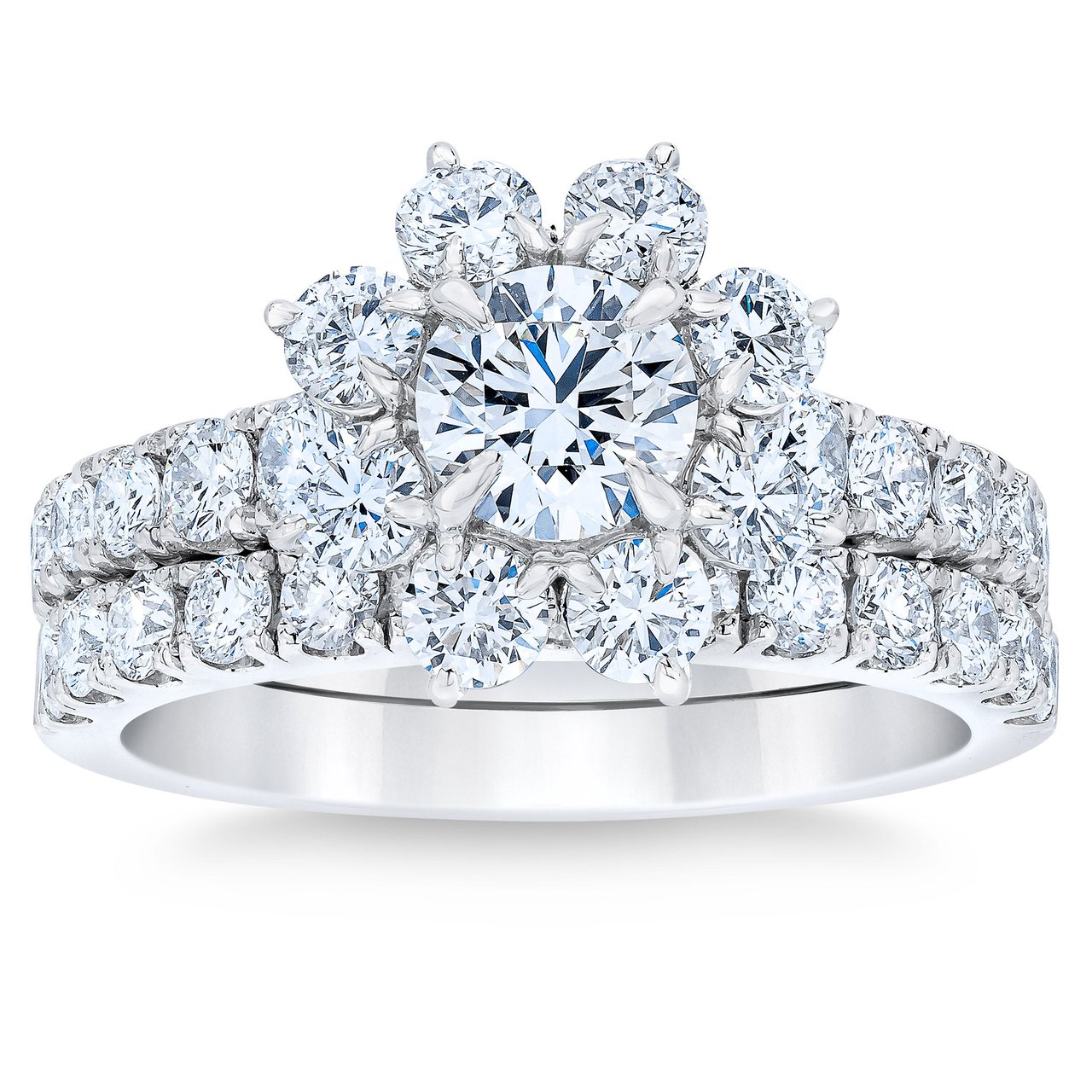 Platinum VS2 I 2.55 ctw Round Diamond Ring Set (0.70 ct Center) - Image 1