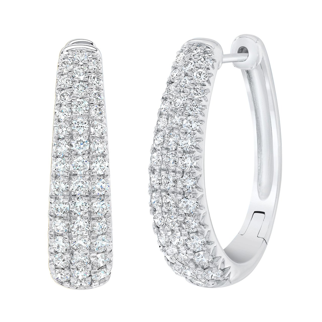 14kt White Gold VS2 G 1.75ctw Round Diamond Hoop Earrings - Image 1
