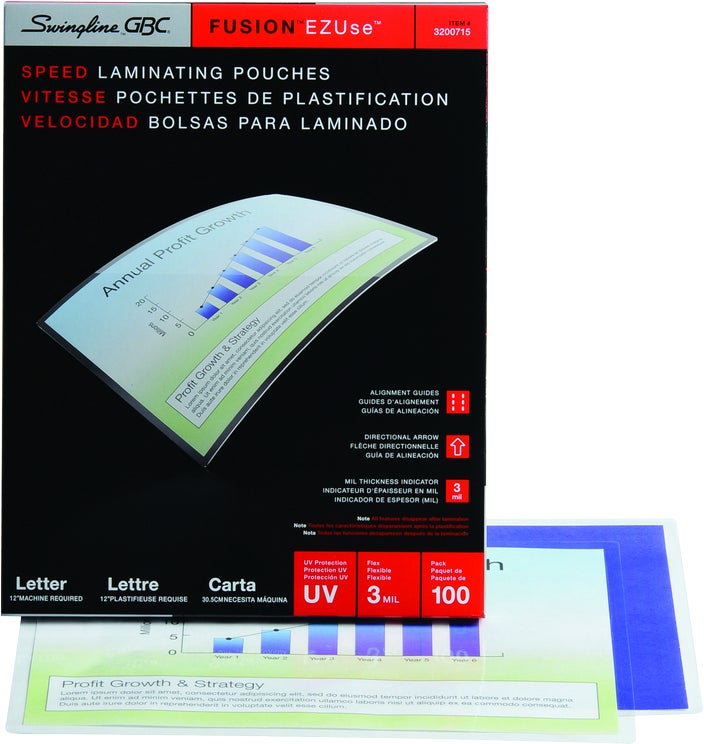 GBC EZUse Thermal Laminating Pouches, Letter Size, 3 Mil, 100-Pack (GBC3200715) - Image 1