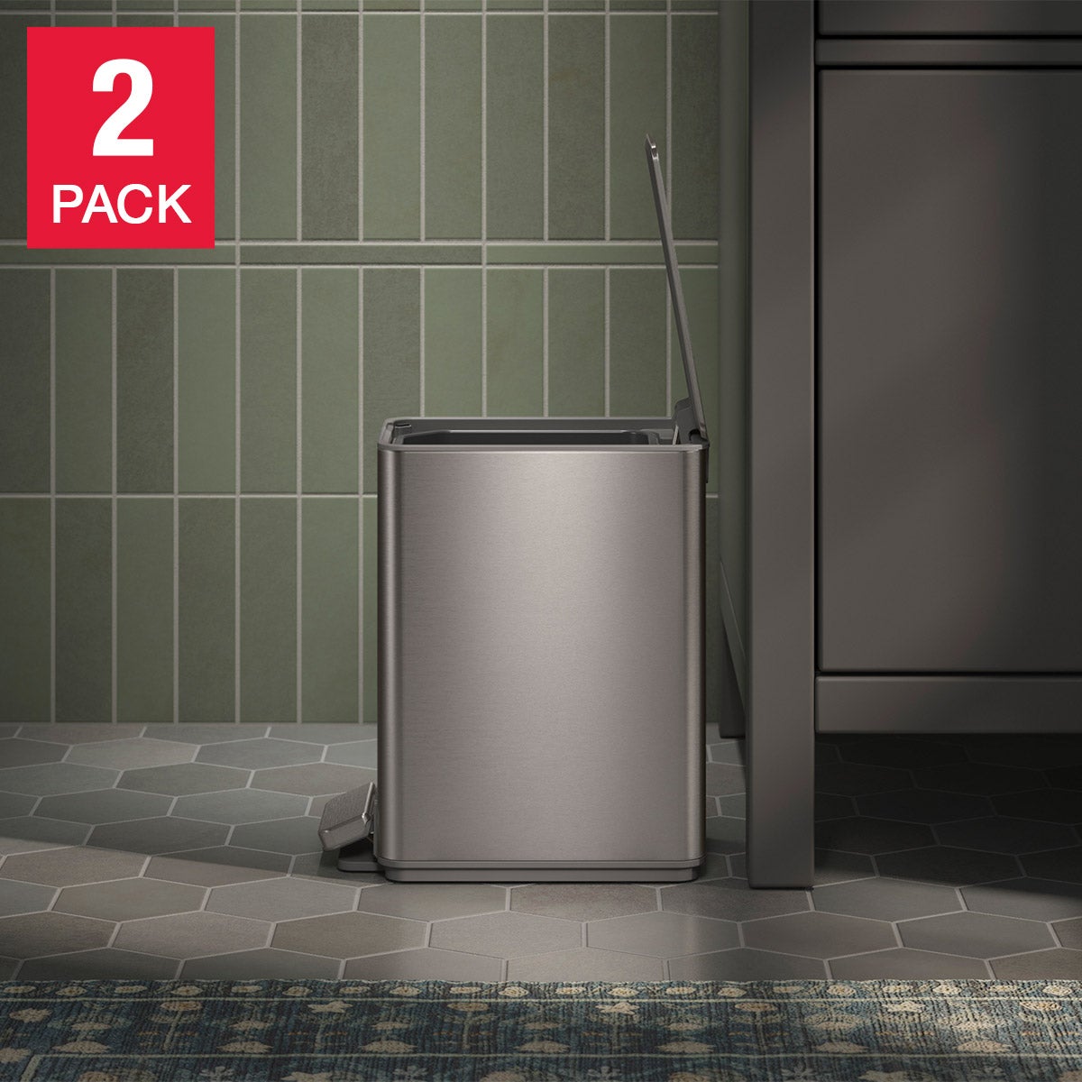 Kohler 6L Step Trash Can, 2-Pack, Stainless Steel - Image 1