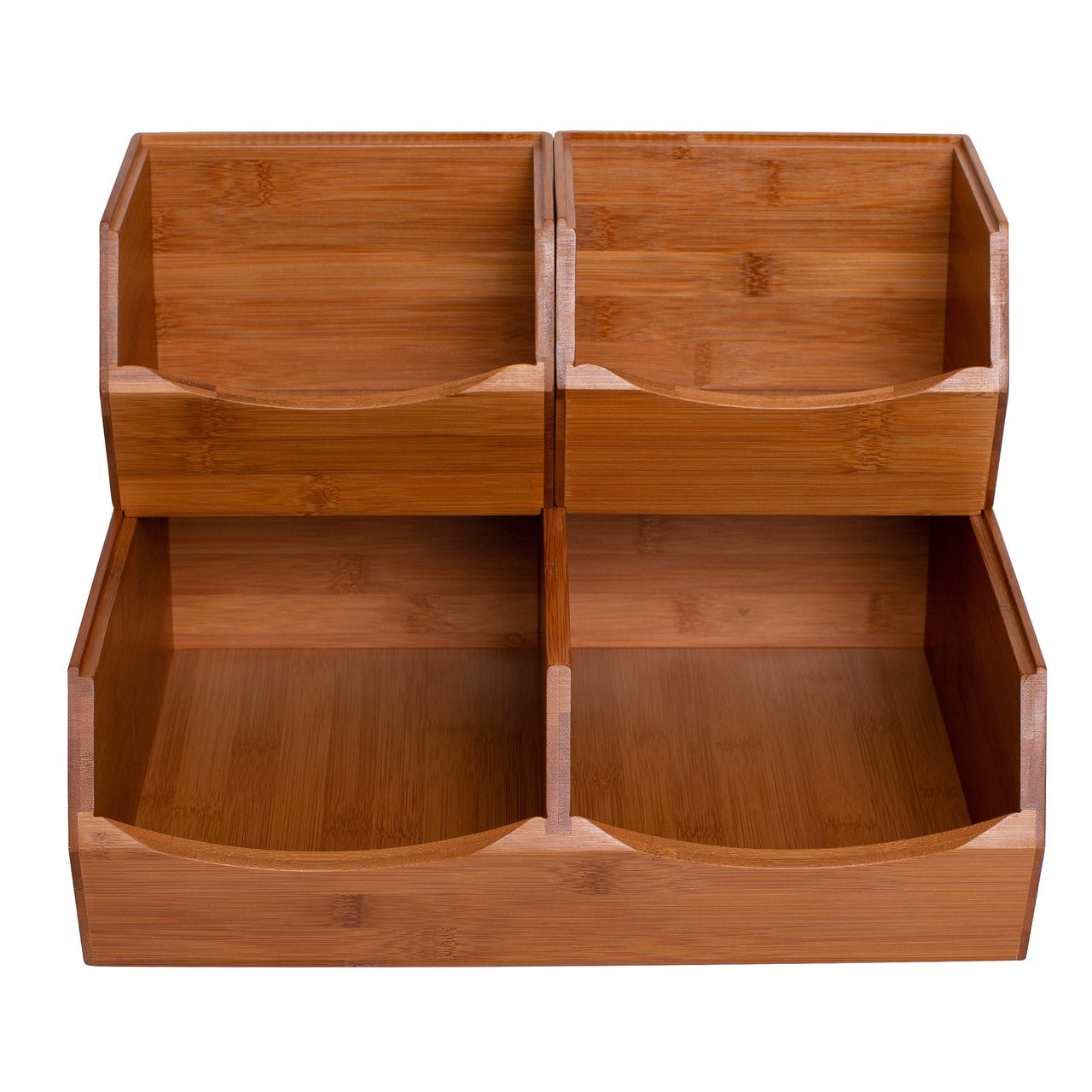 Seville Classics Stackable Bamboo Bin Organizer, 3-Piece Set - Image 1