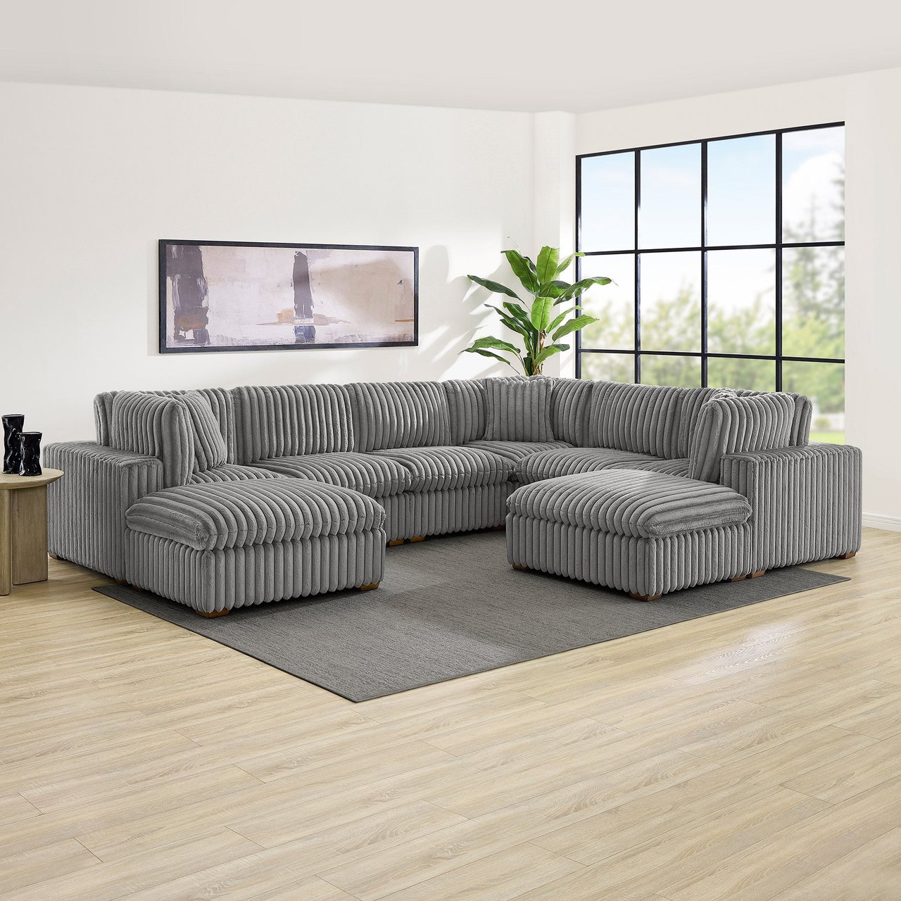 Thomasville Lowell 8-Piece Modular Furry Corduroy Fabric Sectional - Image 1