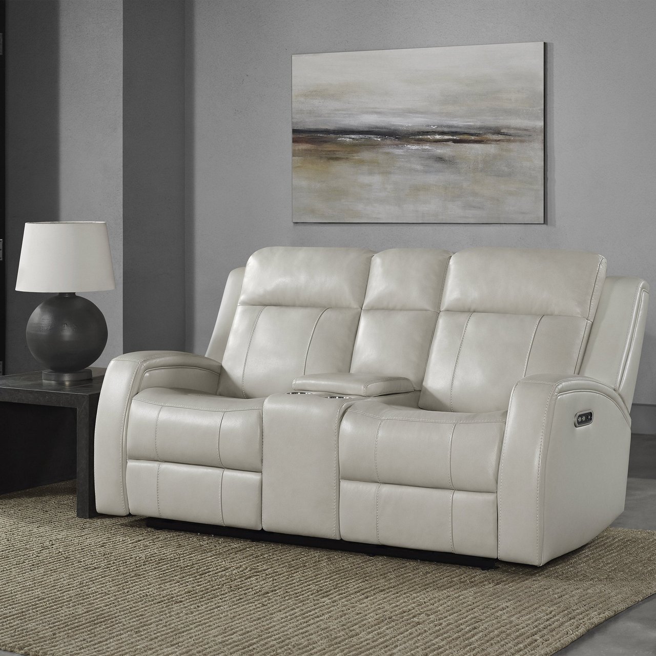 Barcalounger Leather Power Reclining Loveseat with Power Headrests - Image 1