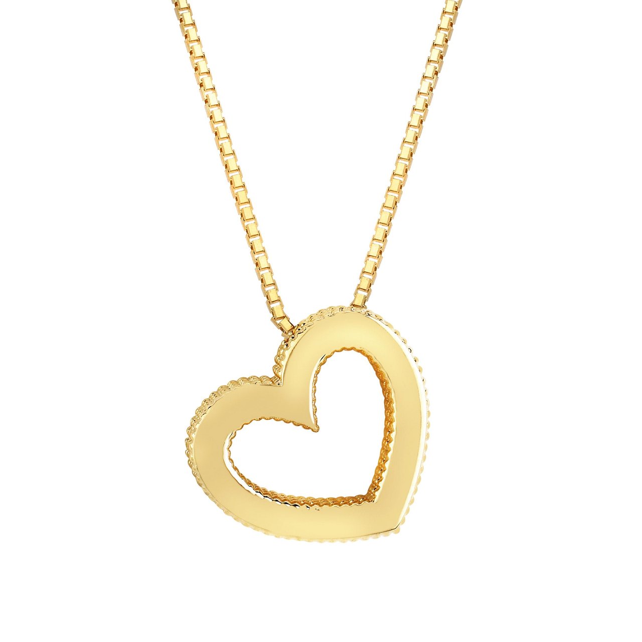 14KT Yellow Gold Heart 18" Necklace Made in Italy - Image 1
