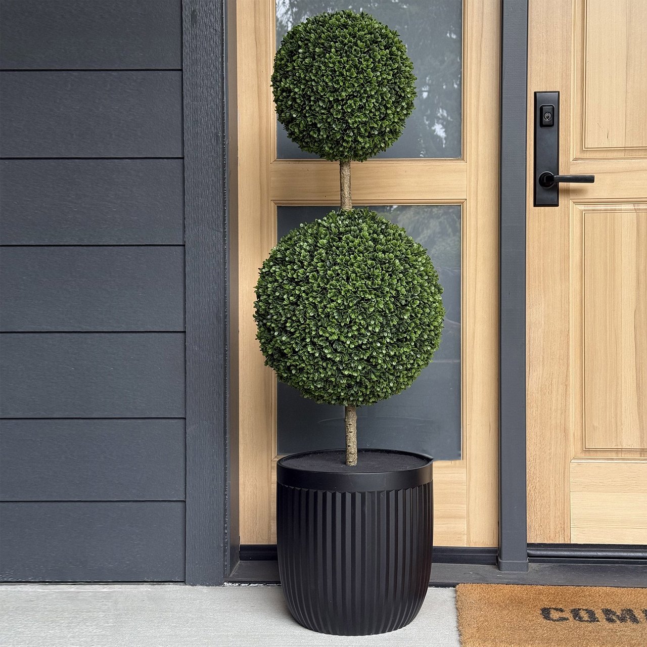 47" UV Resistant Double Ball Boxwood Topiary - Image 1