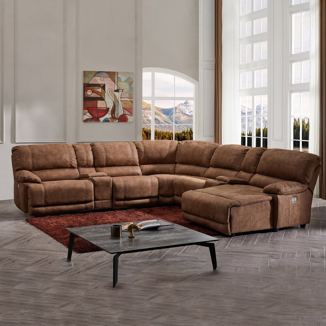Petaluma Fabric Power Reclining Sectional with Chaise - Image 1