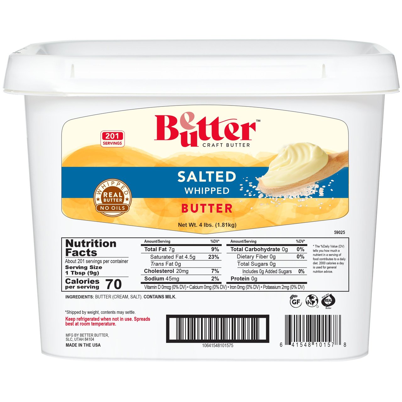 Better Butter Salted Whipped Butter 4 lbs