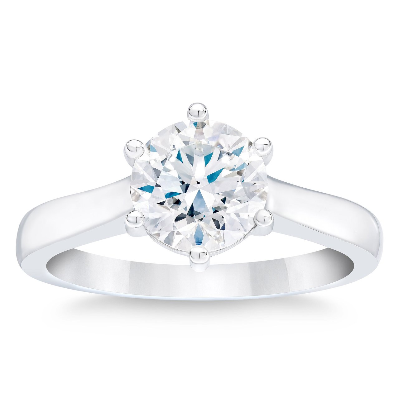 1.53 CT Round Brilliant Platinum Solitaire Diamond Ring, VS1 "E" Color - Image 1