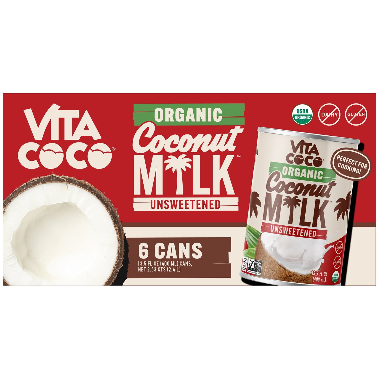 Vita Coco Organic Coconut Milk, 6 Pack, 13.5 oz - Image 1