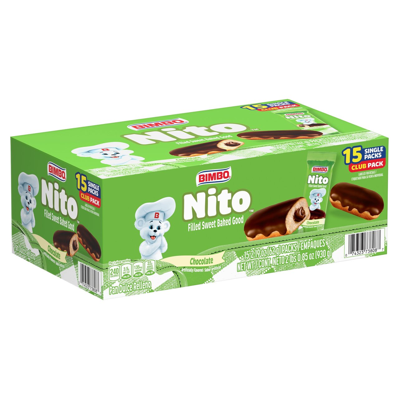 Bimbo Nito Chocolate Crème Filled Sweet Baked Good, 15 Packs, 2.19 oz Each - Image 1
