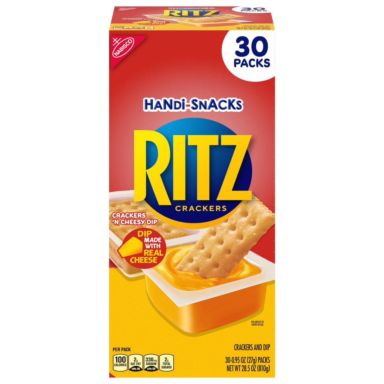 Nabisco Ritz Handi-Snacks Crackers 'N Cheese Dip, 30 Count, 0.95 oz Each - Image 1