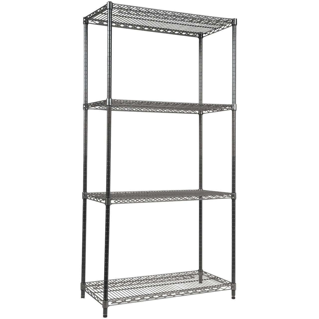 Alera WireStart 4-Shelf Wire Shelving Starter Kit, 36"W x 18"D x 72"H, Black Anthracite (ALESW503618BA) - Image 1