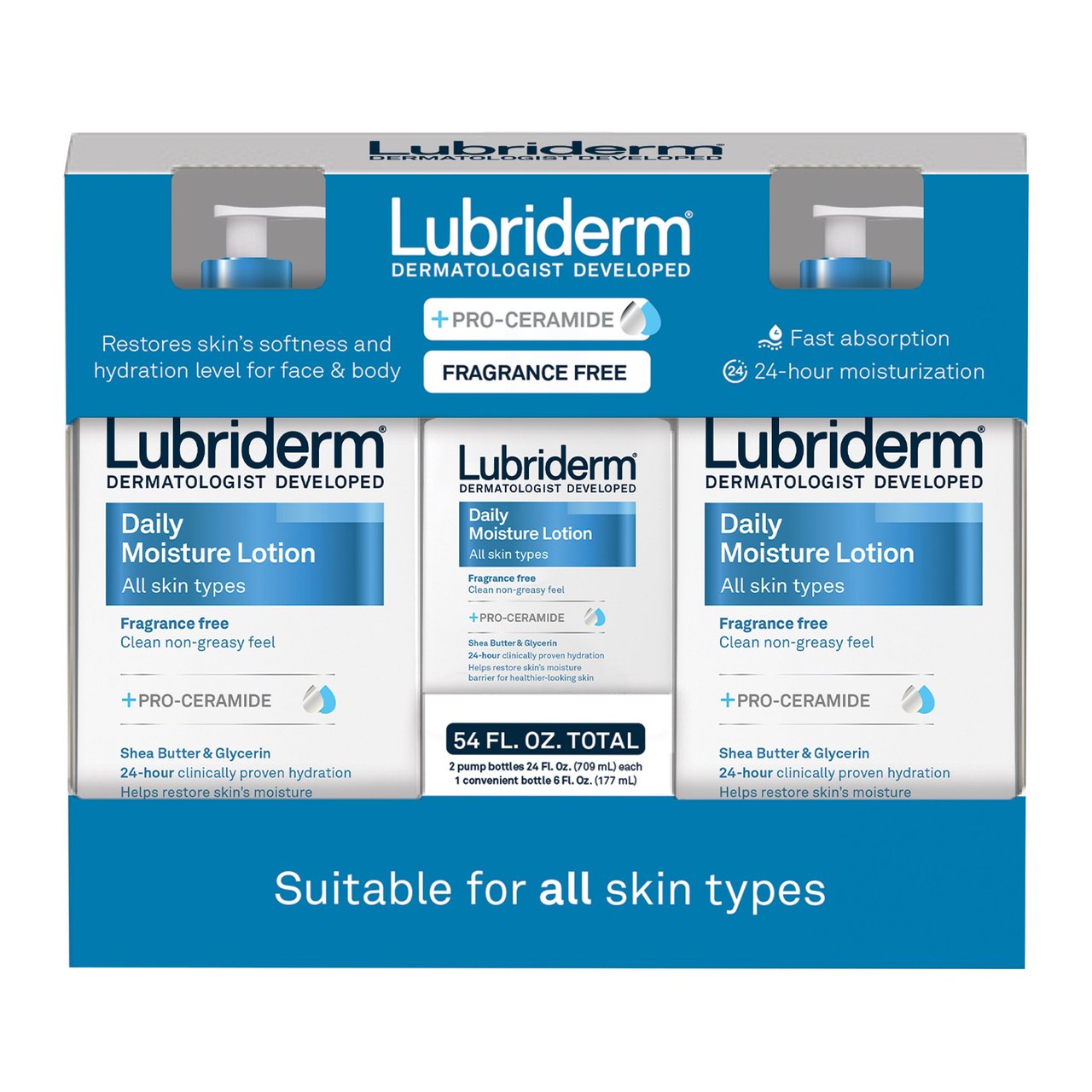 Lubriderm Daily Moisture Lotion Fragrance Free 54 fl oz - Image 1