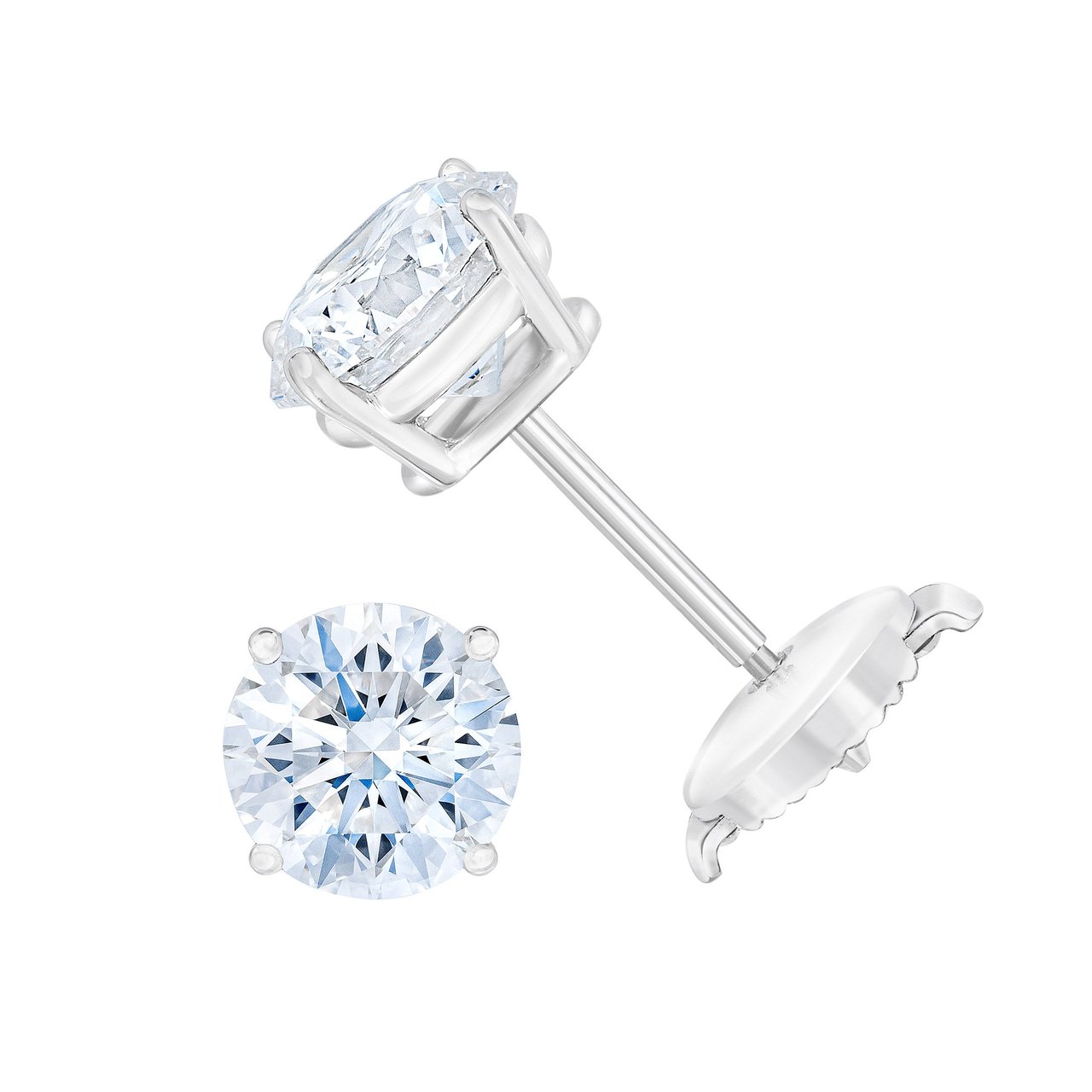 2.06 CTW Round Diamond Platinum Stud Earrings, VS1 Clarity, "G" Color - Image 1