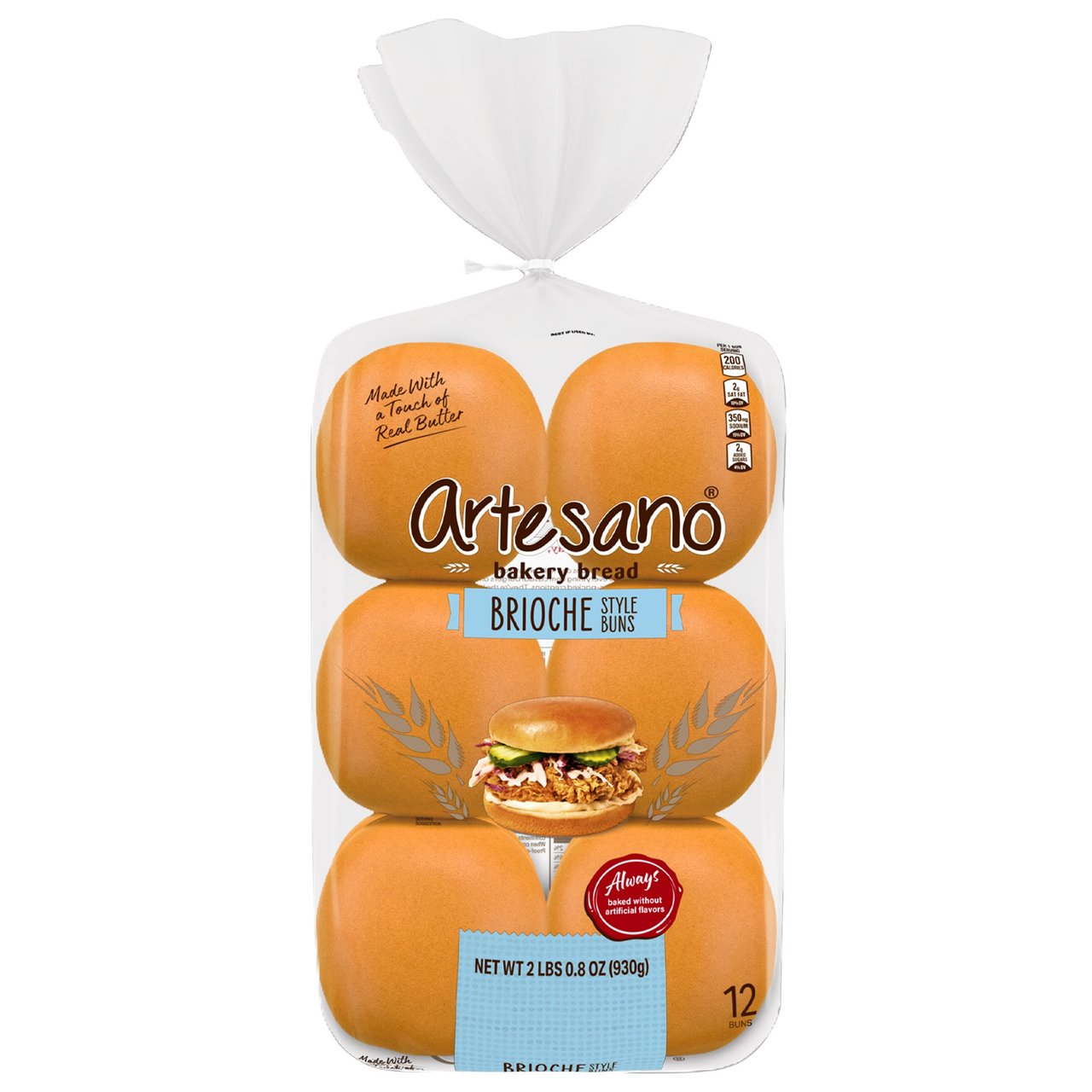 Sara Lee Artesano Brioche Hamburger Buns, 12 Count / 40 oz - Image 1