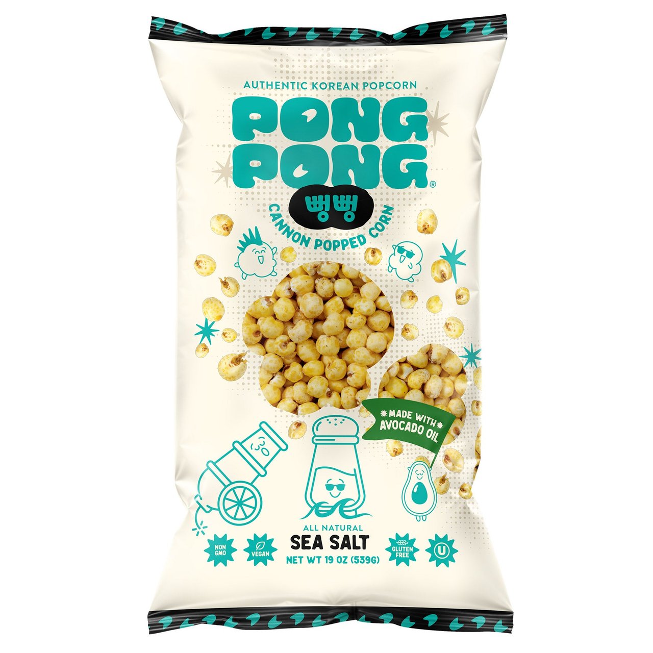 Pong Pong Sea Salt Cannon Popped Corn, 19 oz - Image 1