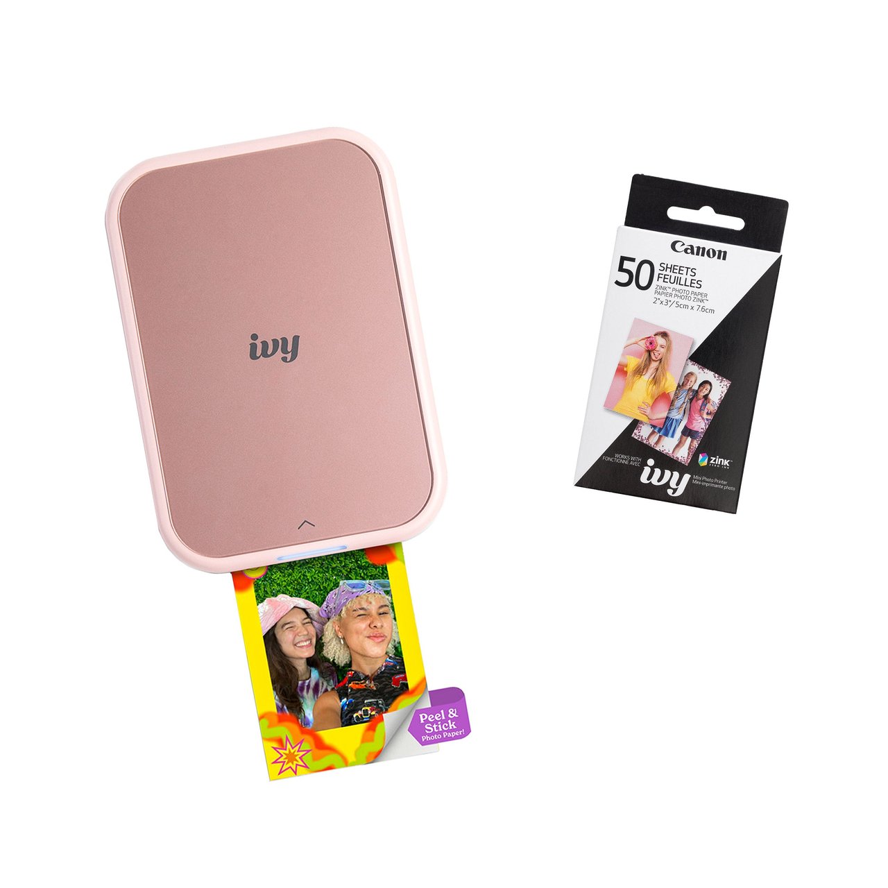 Canon IVY 2 Pink Mini Photo Printer Bundle with 60 Sheets - Image 1