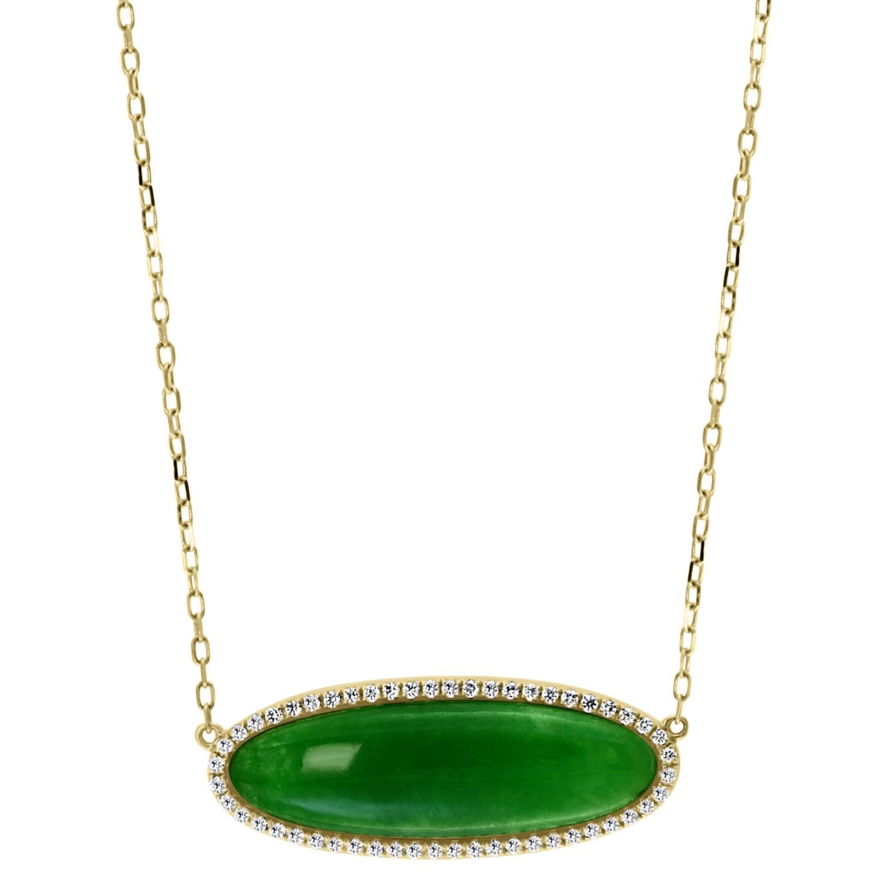 14kt Yellow Gold Dyed Green Jade & 0.18 CTW VS2 I Diamond Necklace - Image 1