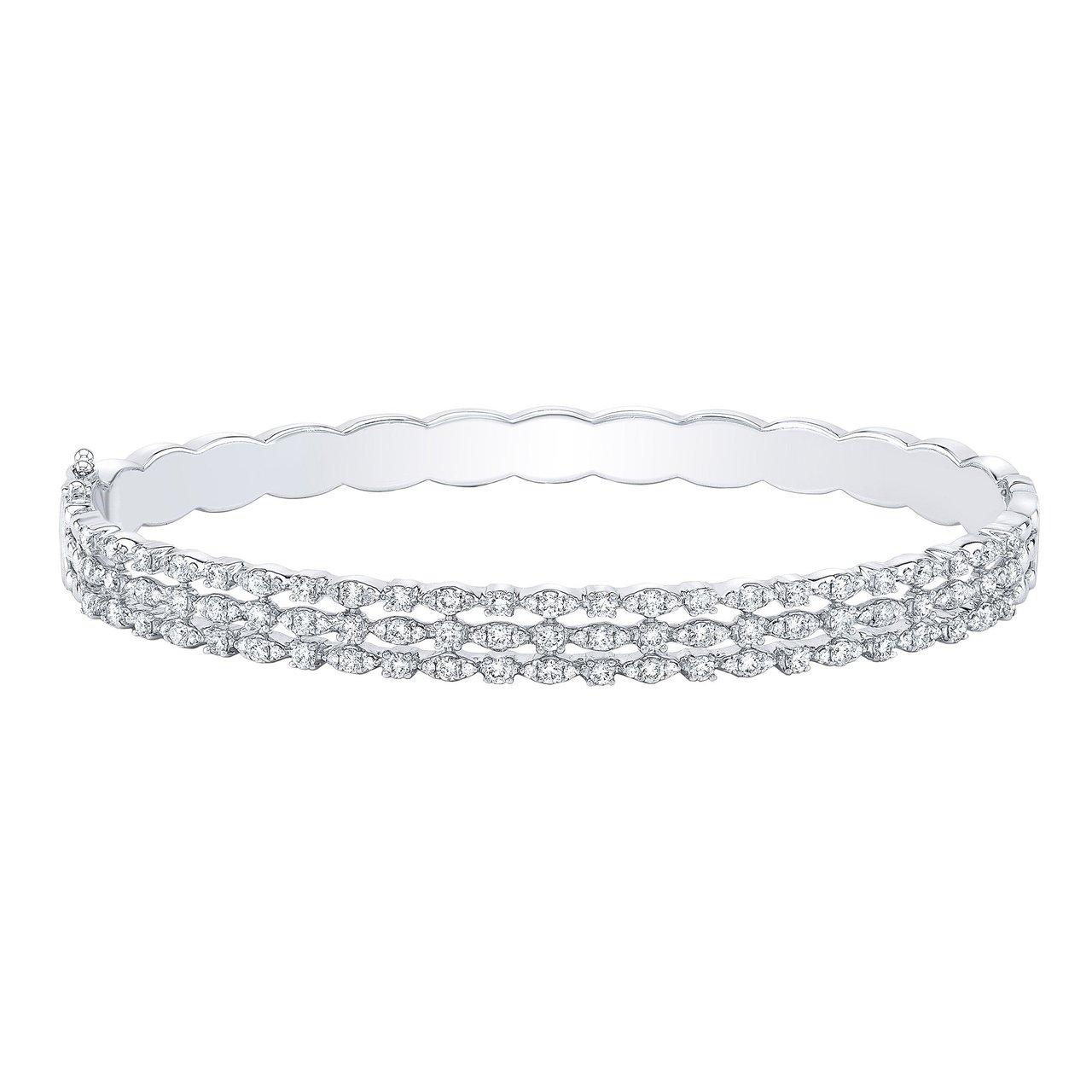 14KT White Gold VS2 I 1.37CTW Round Diamond Bangle