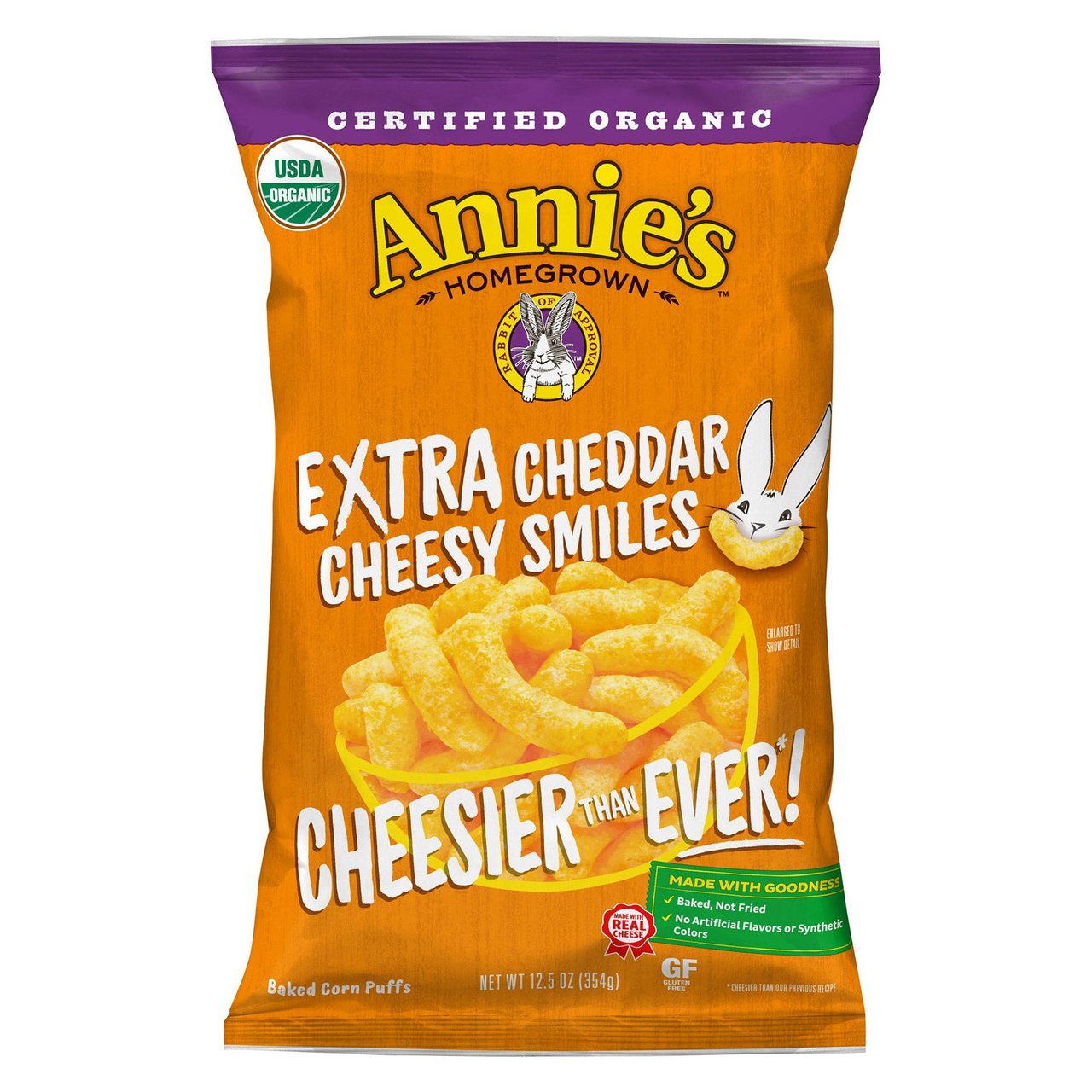 ANNIES ORGANIC CHEDDAR CHEESEY PUFFS 12.5 OZ - Image 1