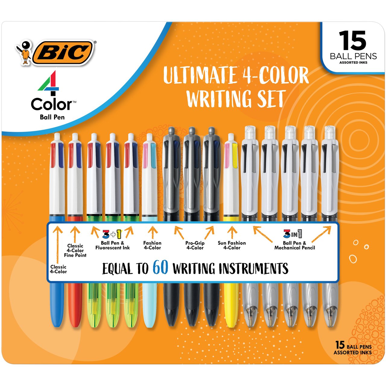 BIC 4-Color Pen Multicolor 15 CT - Image 1