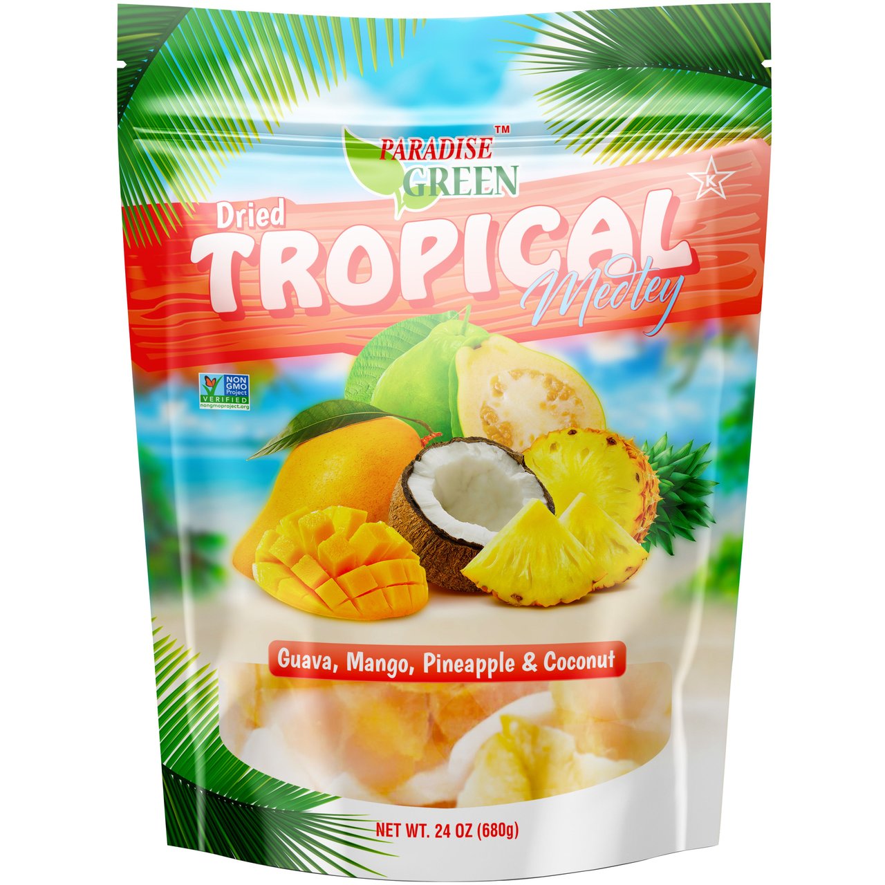 Paradise Green Dried Tropical Fruit Medley, 24 oz